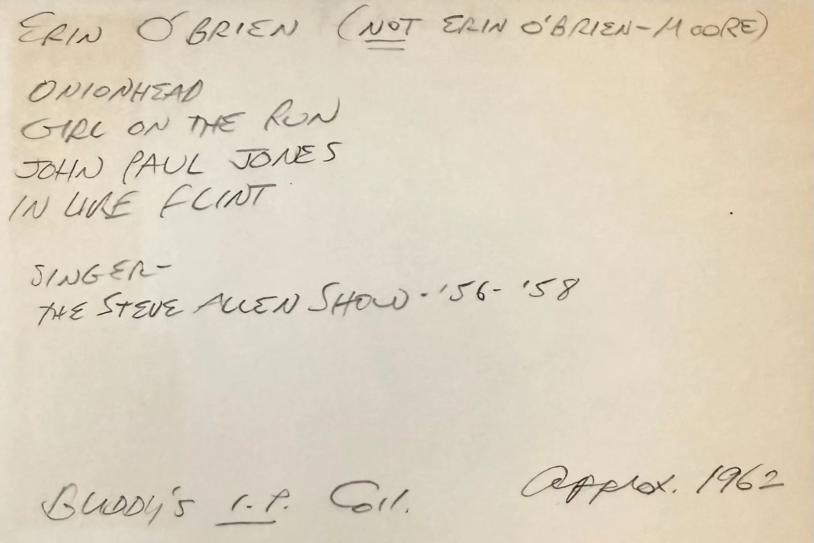 Erin O'Brien — ERIN O'BRIEN Signed Autograph 4"x 6" INDEX CARD 7 Girl on the Run IN LIKE FLINT, изображение 4