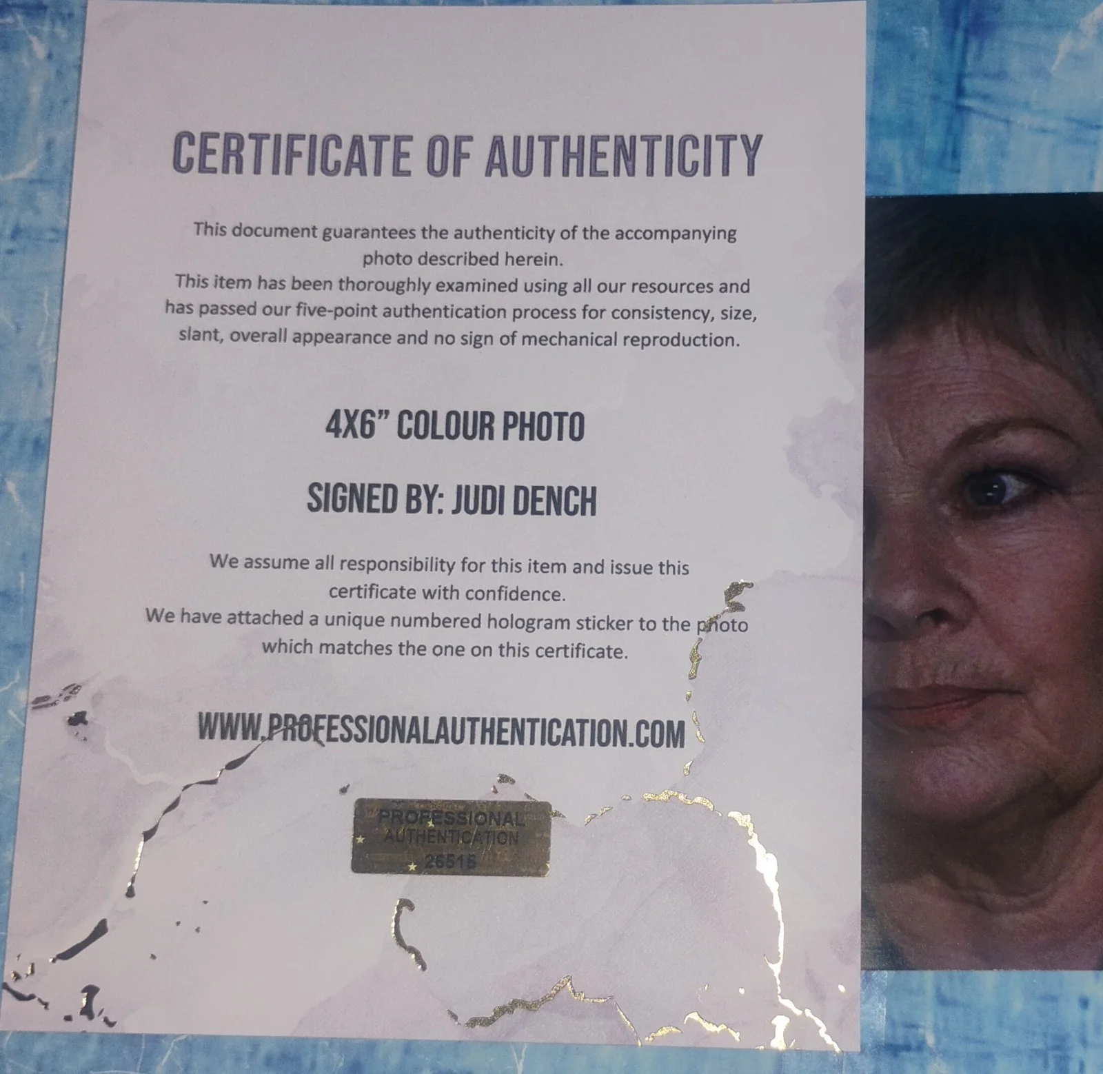 Judi Dench Hand Signed Autograph Photo COA - NO US TARIFFS, image 4