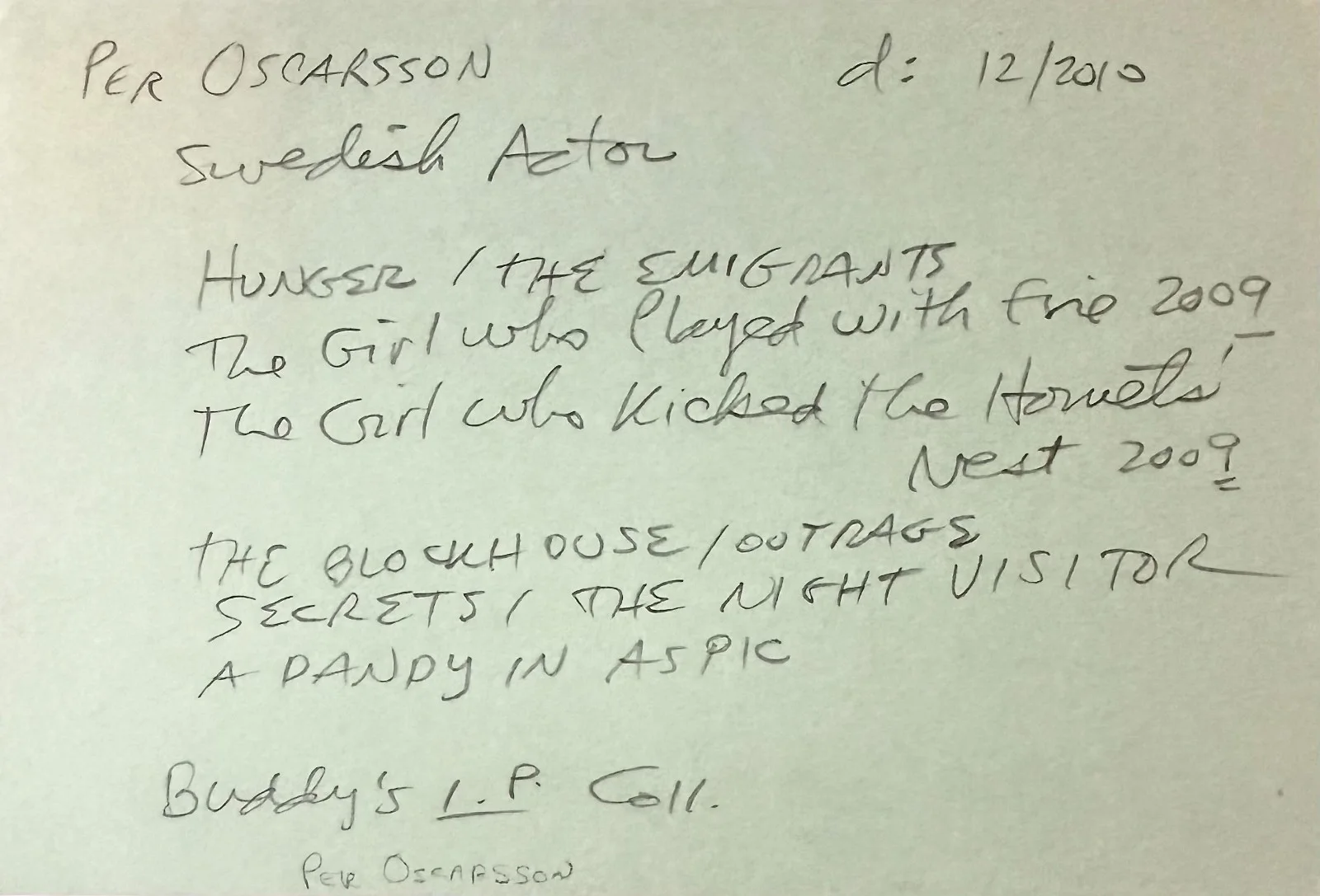Per Oscarsson — PER OSCARSSON Signed Autographed 4x6 INDEX CARD Hunger Terror of Frankenstein, изображение 4