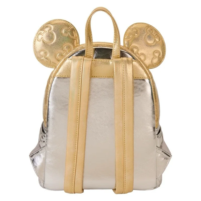 Minnie Mouse Gold And Silver Quilted Metallic Loungefly Backpack Brand New, image 4