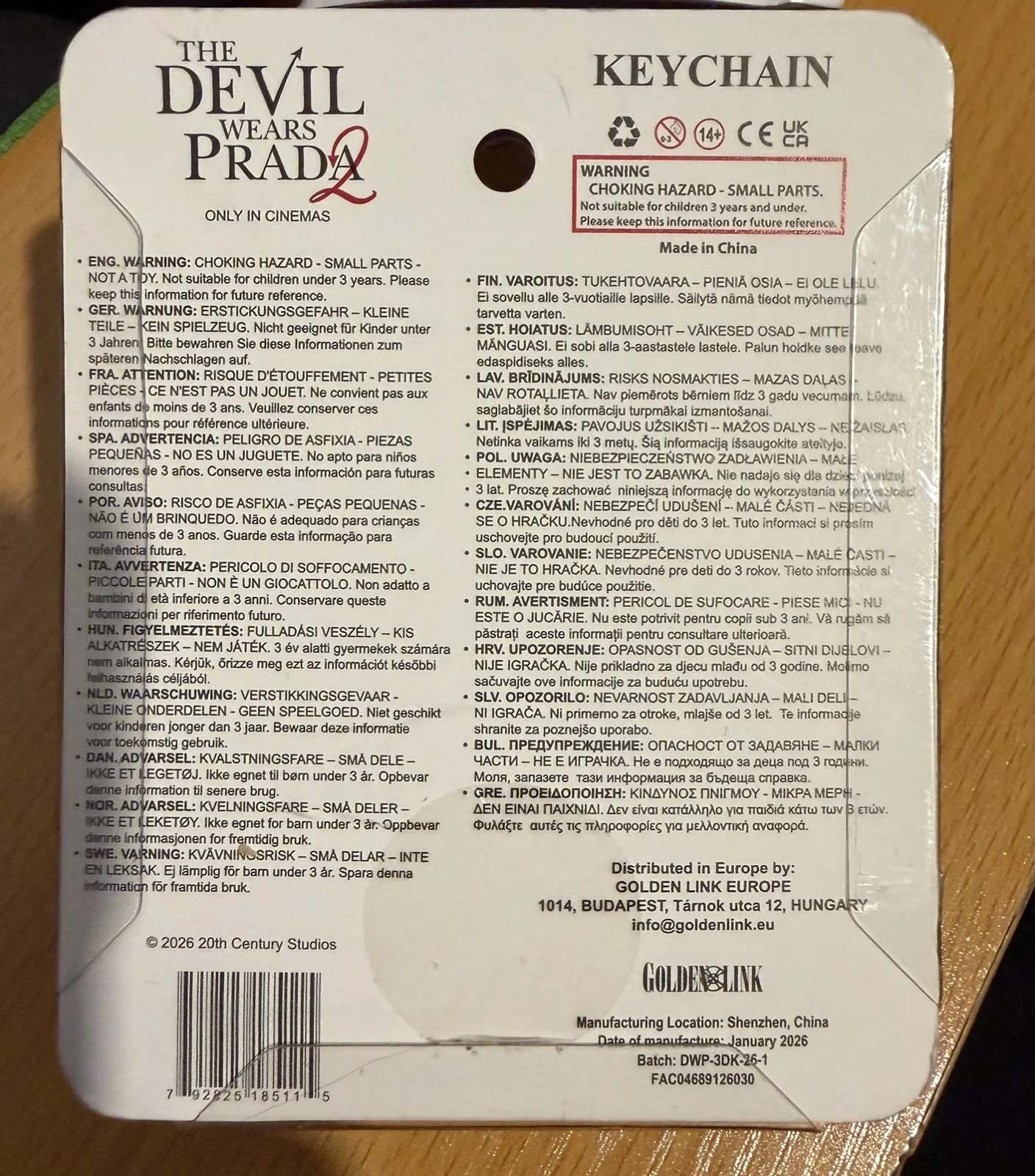 Odeon The Devil Wears PRADA 2 "Devil" Bag Keyring / Keychain | Official NEW, image 2