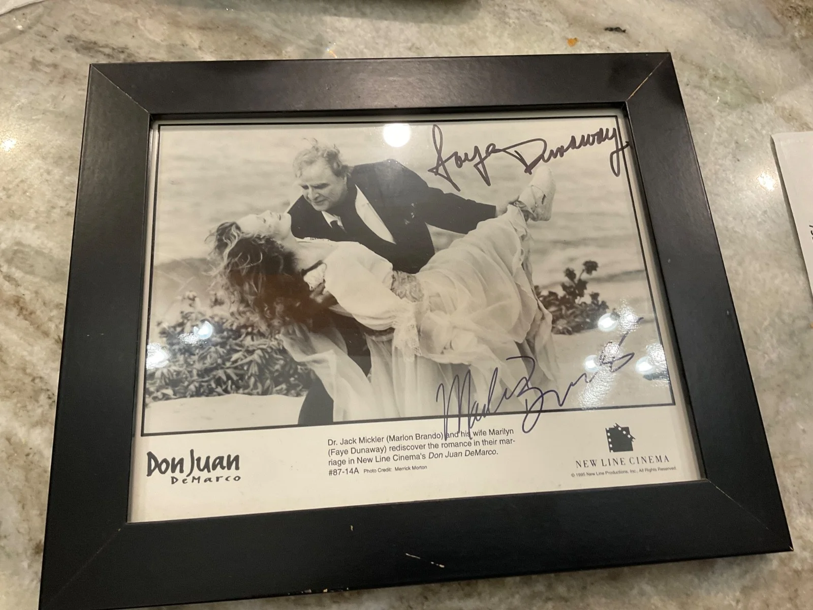 Marlon Brando — MARLON BRANDO FAYE DUNAWAY AUTOGRAPHED DON JUAN DeMARCO MOVI E STILL 8x10 framed
