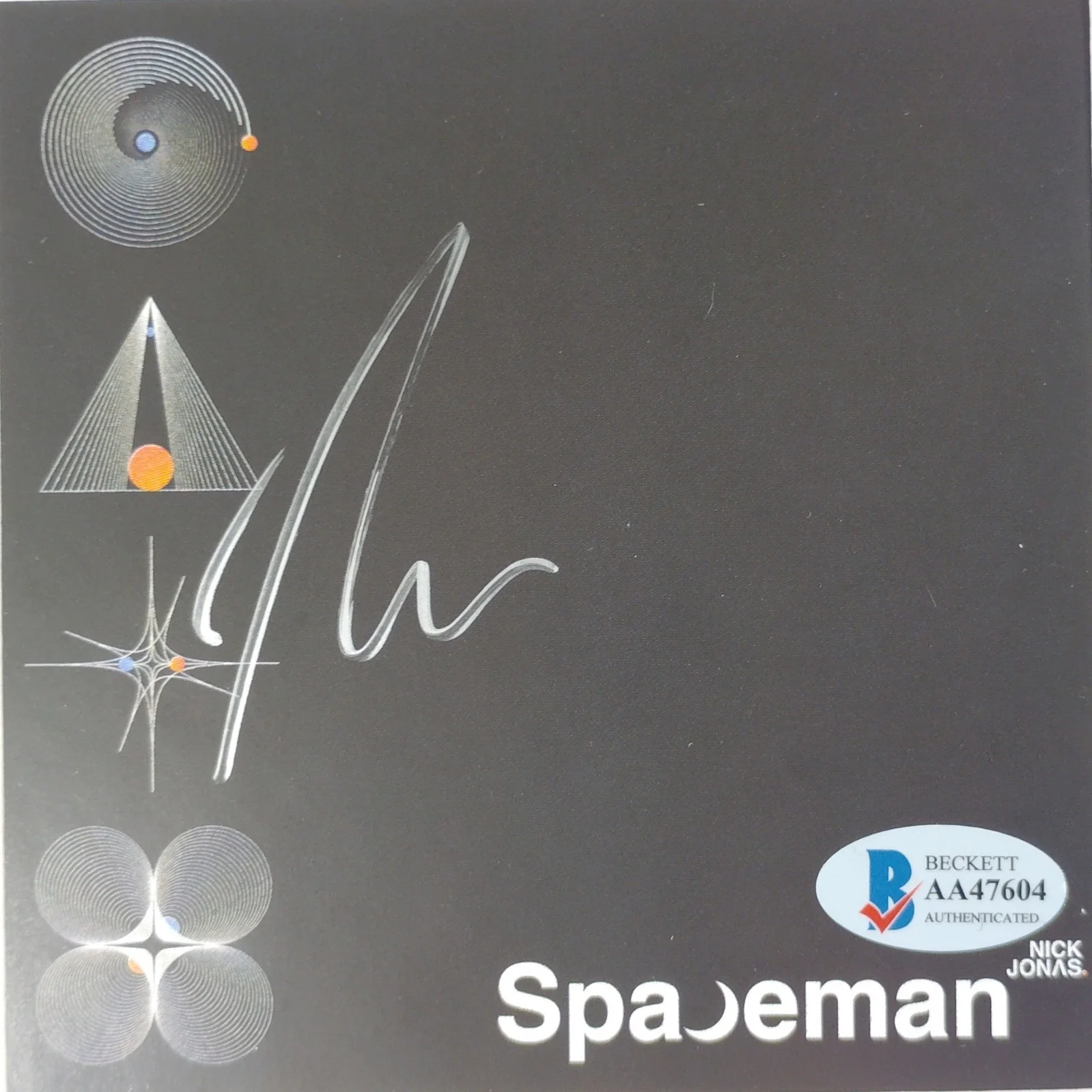 Nick Jonas — Nick Jonas Signed Spaceman CD Cover Insert Framed Beckett BAS COA Memorabilia, изображение 3