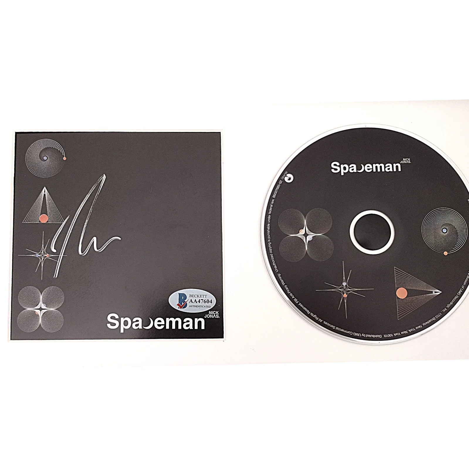 Nick Jonas — Nick Jonas Signed Spaceman CD Cover Insert Framed Beckett BAS COA Memorabilia, изображение 4