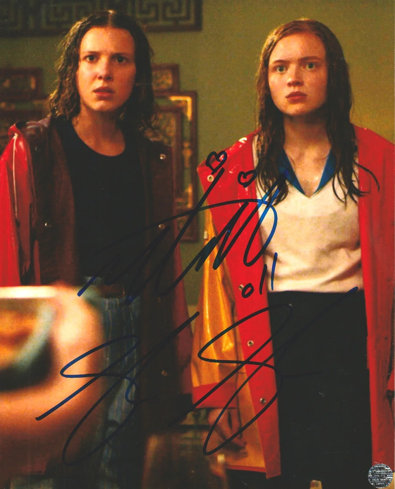 Bobby Brown & Sadie Sink — Sadie Sink & Millie Bobby Brown Signed Autographed Stranger Things 8x10 with COA