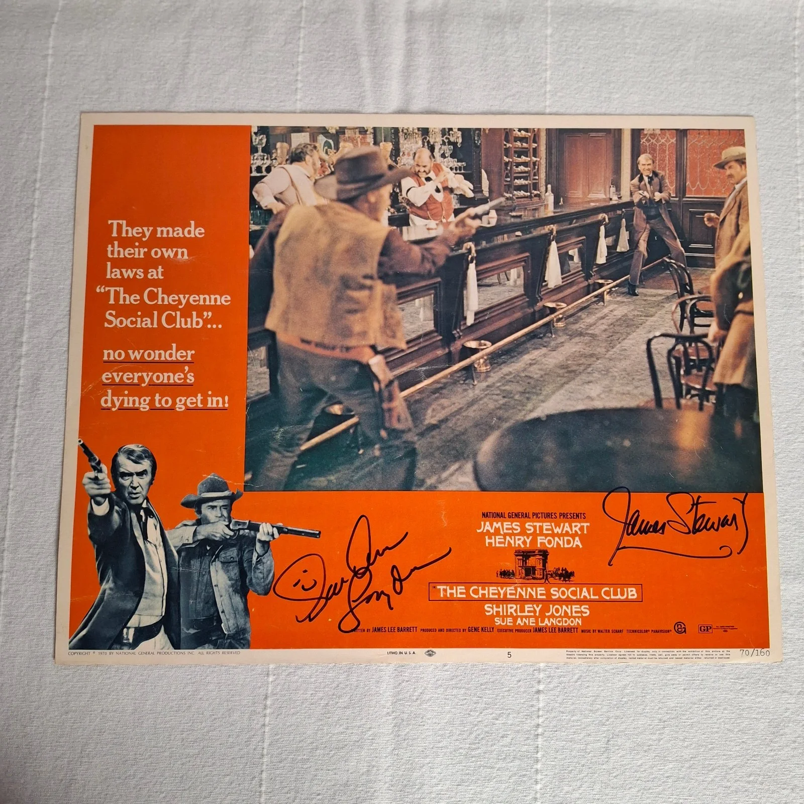 James Stewart, Sua Ane Langdon — JAMES STEWART & SUE ANE LANGDON Jointly Signed Lobby Card Photo Autograph w/ COA, изображение 2