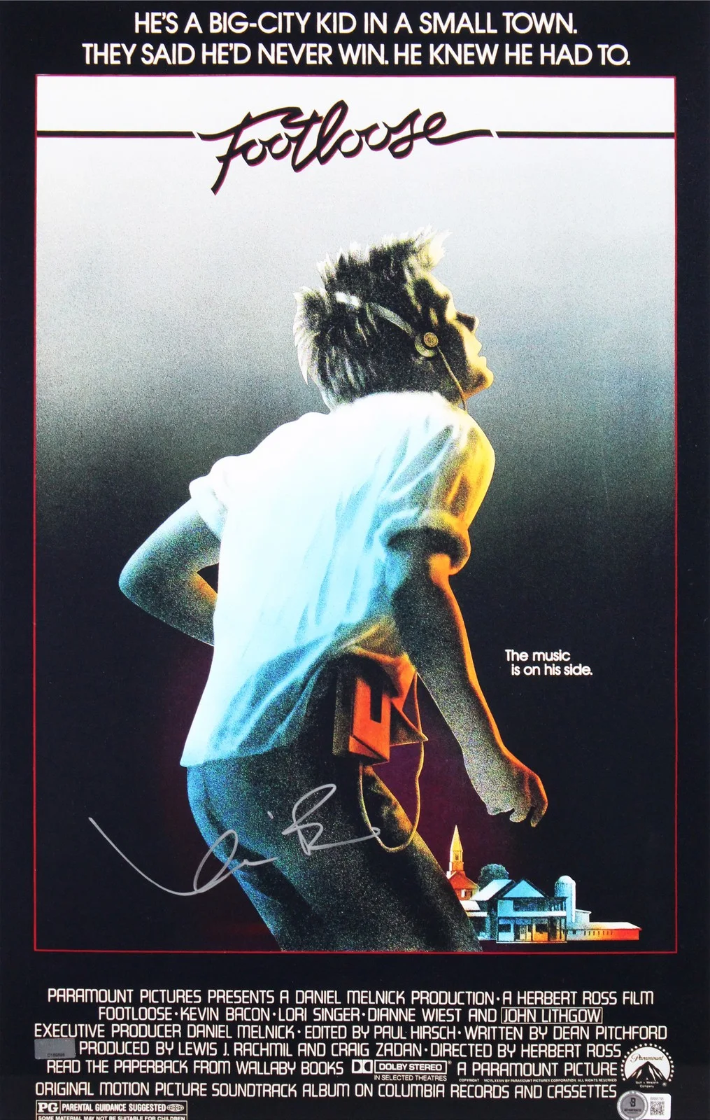 Kevin Bacon — Kevin Bacon Footloose Authentic Signed 16x24 Framed Poster Autographed BAS, image 2