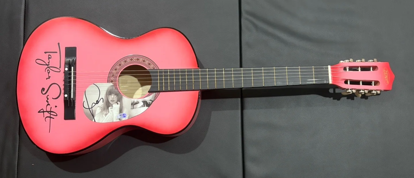 Taylor Swift Signed 38" Pink Acoustic Guitar (PSA), image 2