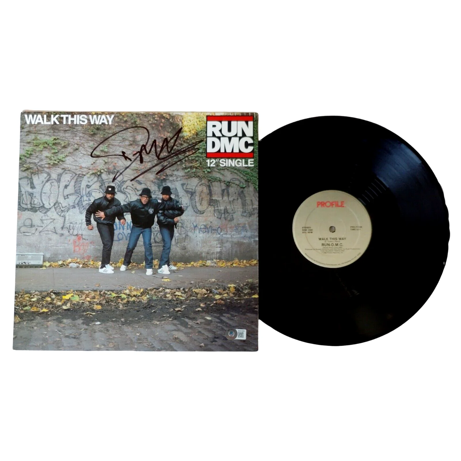 Darryl DMC McDaniels — Darryl McDaniels Signed Run DMC Walk This Way Vinyl Album Cover Beckett BAS COA