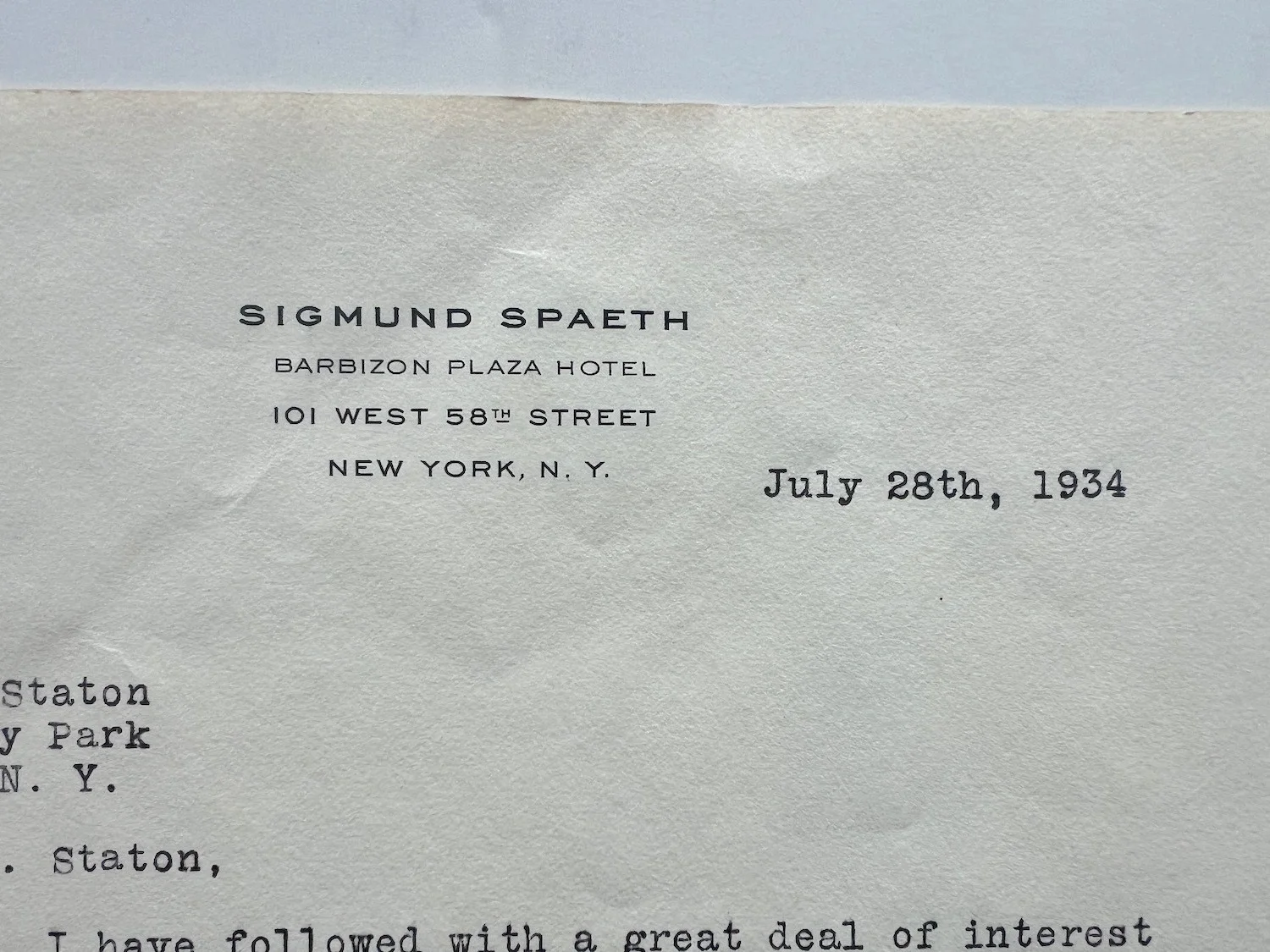 Sigmund Spaeth signed letter to Harry Staton on Growth- Importance of Radio 1934, изображение 5