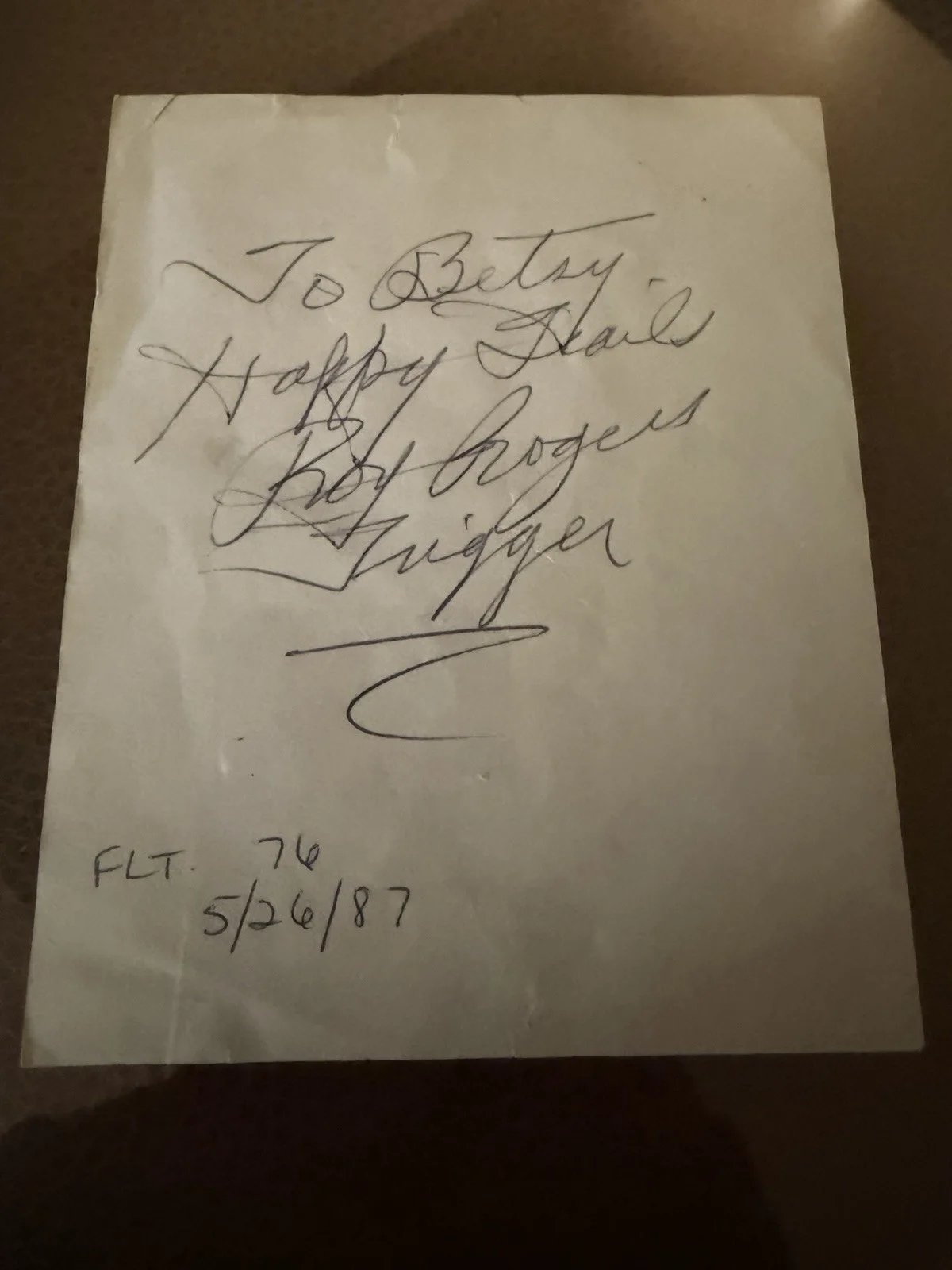 Roy Rogers Autograph Signed “Happy Trails” Note 1987 Vintage Signature To Betsy, image 4