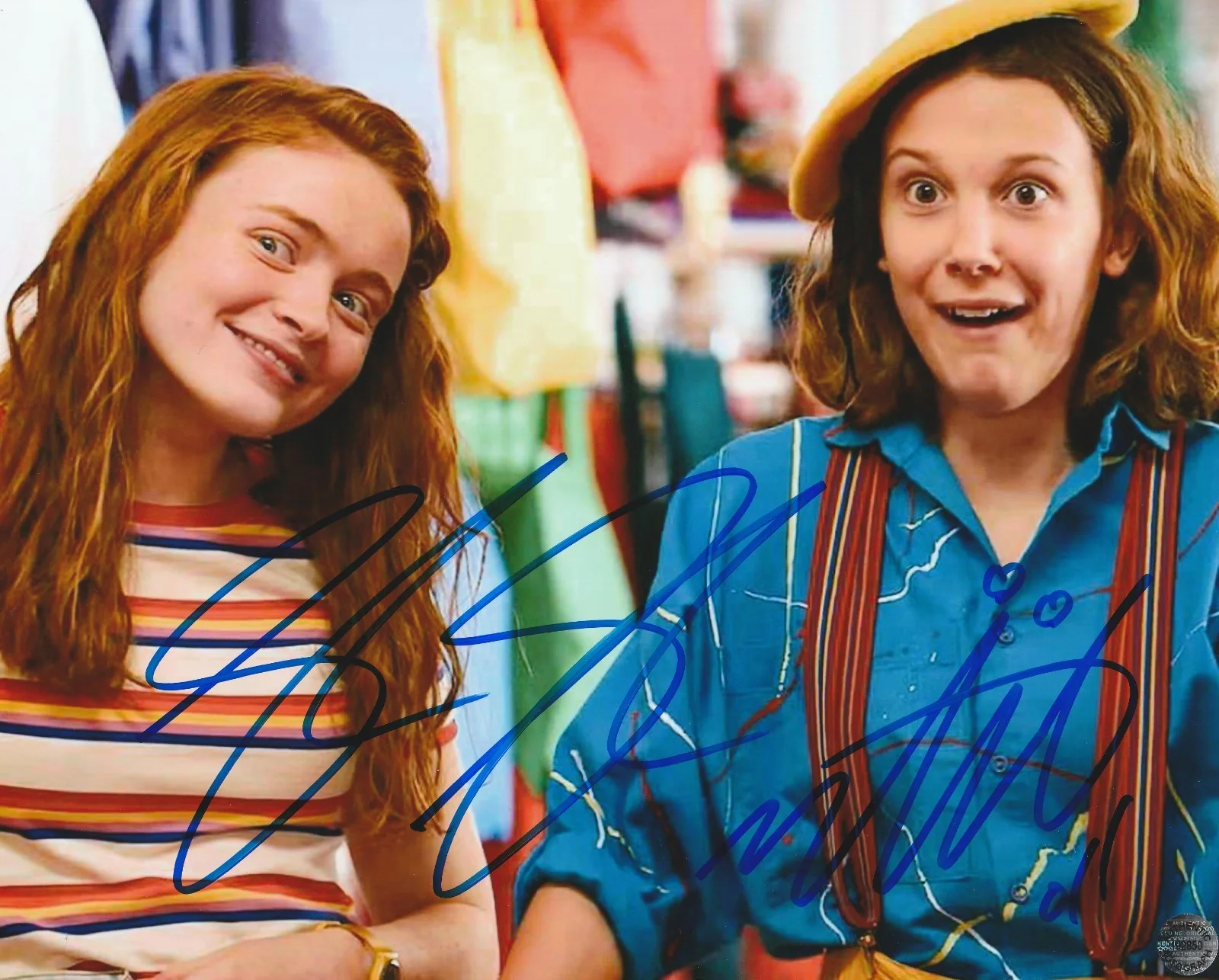 Bobby Brown & Sadie Sink — Sadie Sink & Millie Bobby Brown Autographed Stranger Things 8x10 with COA/Holo