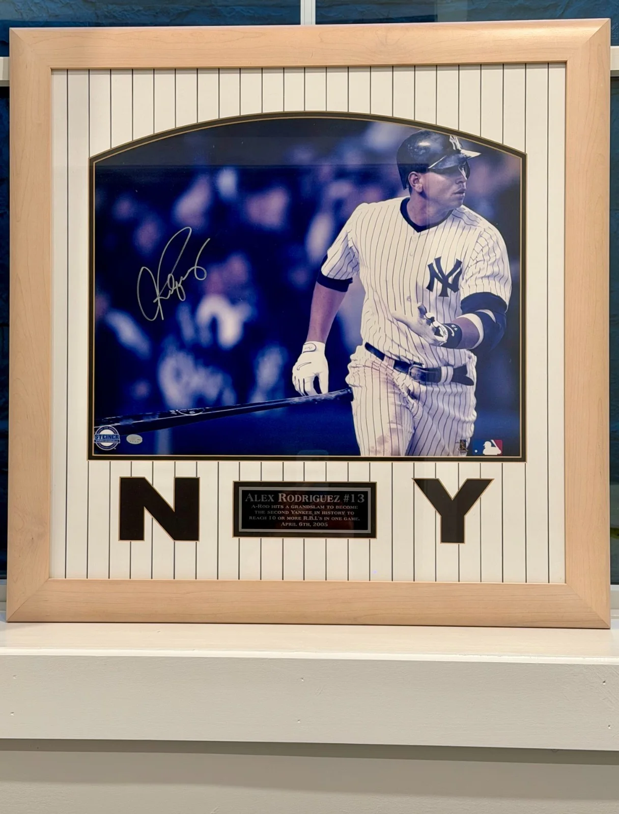 alex rodriguez — Alex Rodriguez Signed Yankees 27.5 x 27.5 Inch Photo Steiner and AROD certfiied.