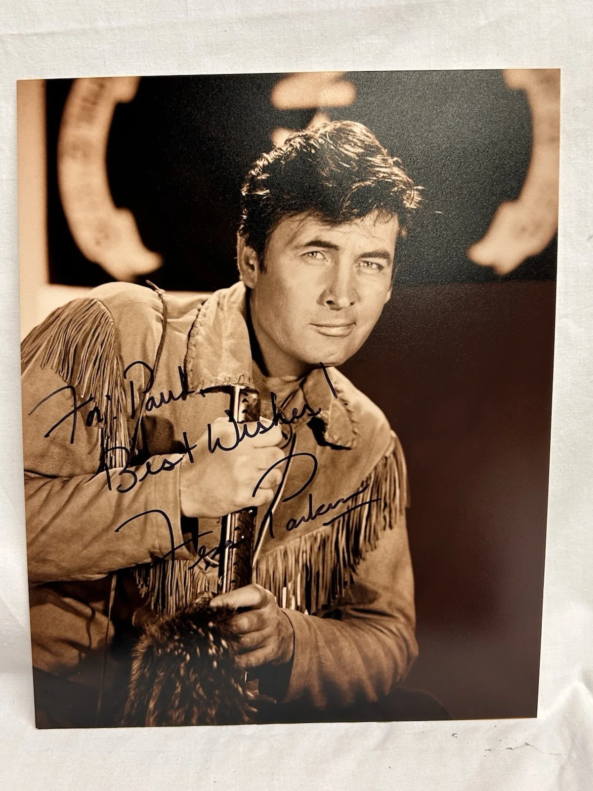 Fess Parker — Fess Parker Actor 8x10 B/W Picture Signed Personalized, image 2