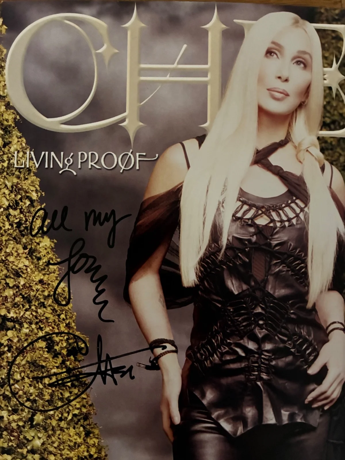 CHER Signed LIVING PROOF 12x12 Promo Litho Autograph "All My Love" Inscribed, image 2