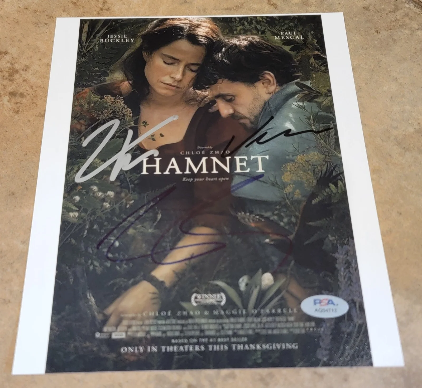 Jessie Buckley, Joe Alwyn, Noah Jupe — Hamnet cast 3x signed 8x10 photo PSA DNA autograph Jessie Buckley Noah Jupe Joe