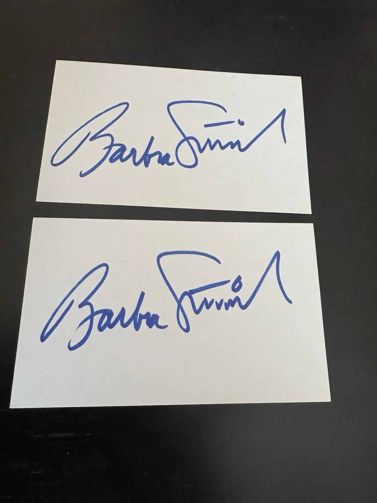 Barbra Streisand — Barbra Streisand, Actress, Singer, Lot Of 2, Signed Autographed Index Cards
