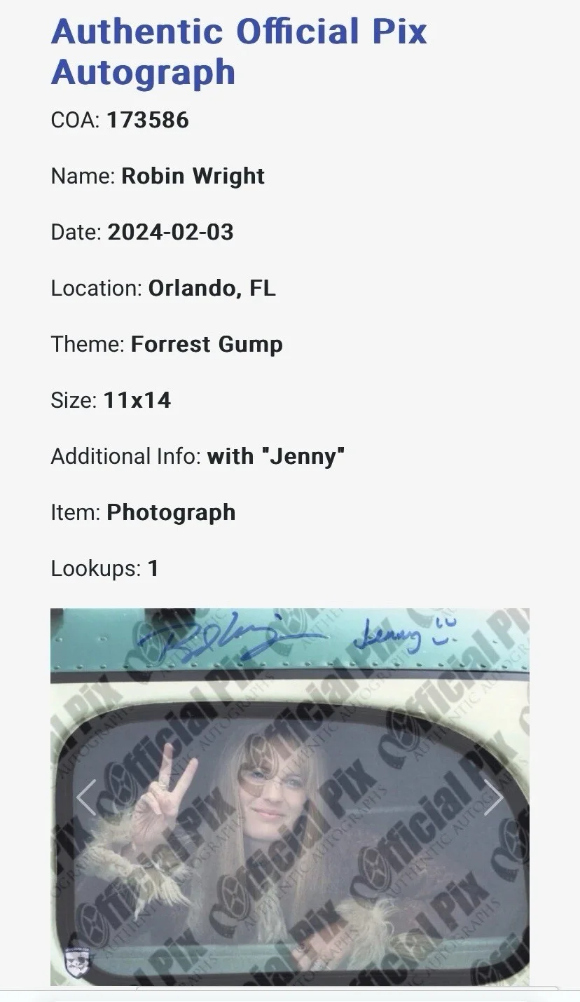 Robin Wright — Robin Wright “Jenny” Signed/Inscribed Forrest Gump 11x14 OPX Photo (173586), изображение 3