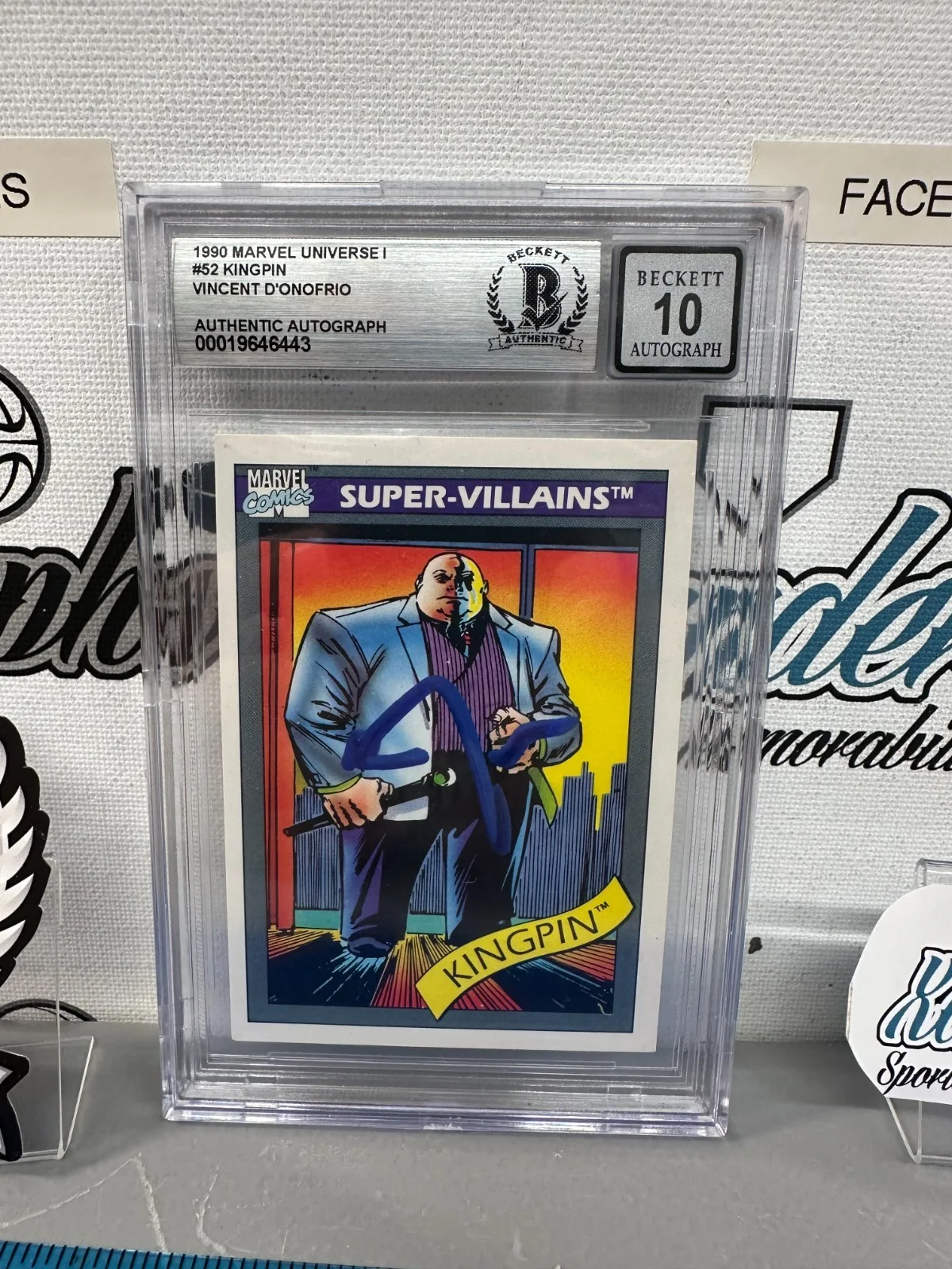 FULL METAL JACKET PRIVATE PYLE GOMER EDGAR BUG MEN IN BLACK CELL — VINCENT D'ONOFRIO KINGPIN SIGNED AUTOGRAPHED 1990 MARVEL CARD MCU-BECKETT BAS 10, image 2