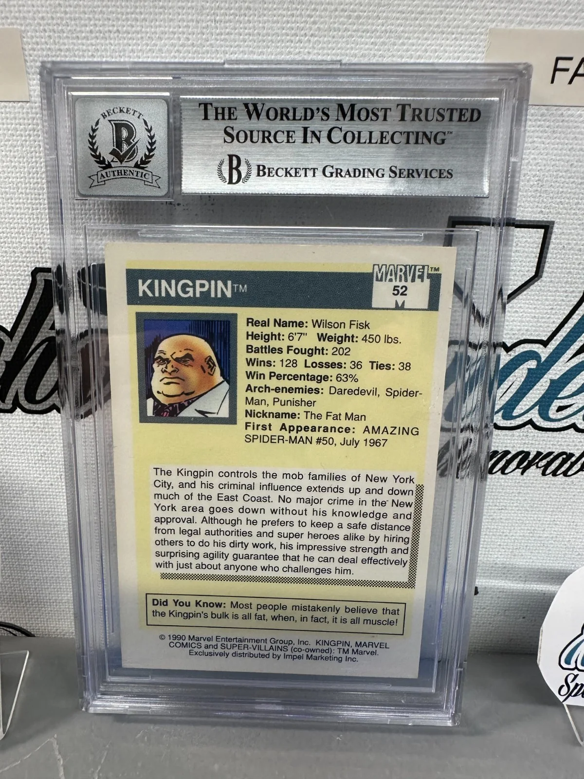 FULL METAL JACKET PRIVATE PYLE GOMER EDGAR BUG MEN IN BLACK CELL — VINCENT D'ONOFRIO KINGPIN SIGNED AUTOGRAPHED 1990 MARVEL CARD MCU-BECKETT BAS 10, image 5
