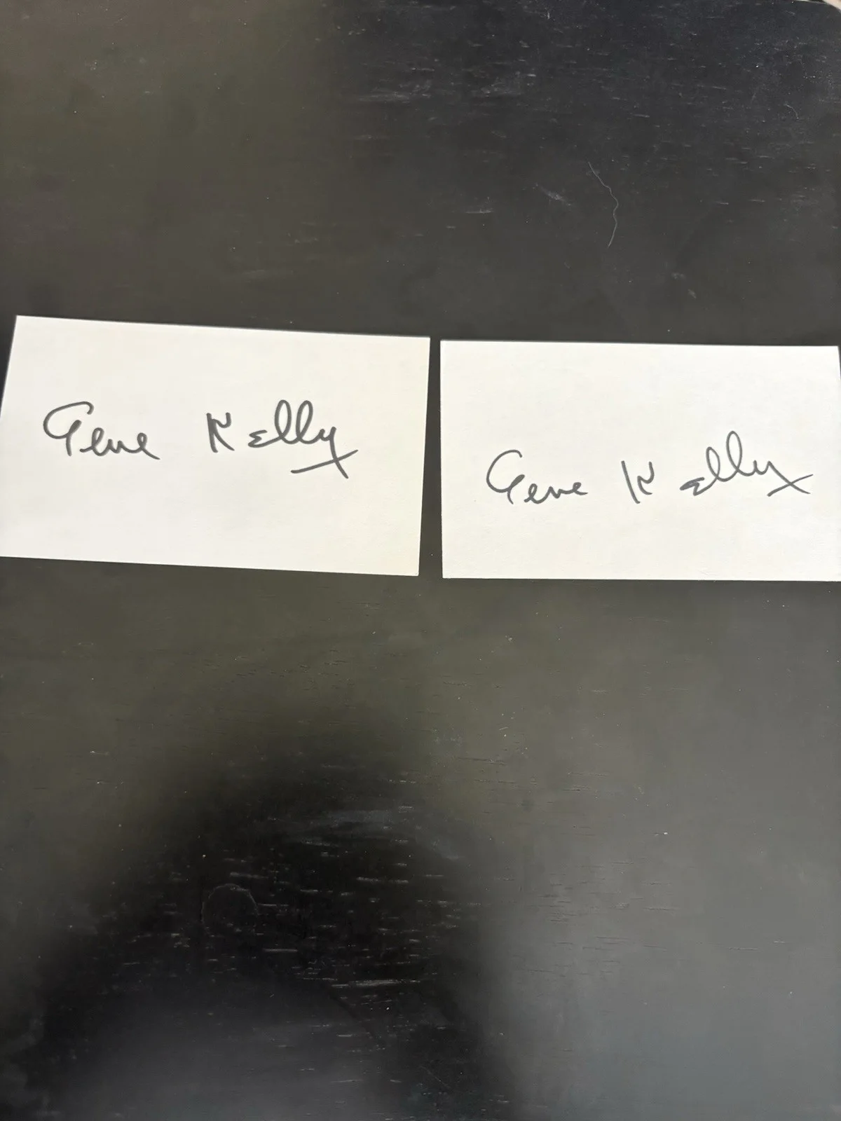 Gene Kelly — Gene Kelly, Actor, Singer, Lot Of 2, Signed Autographed Index Cards