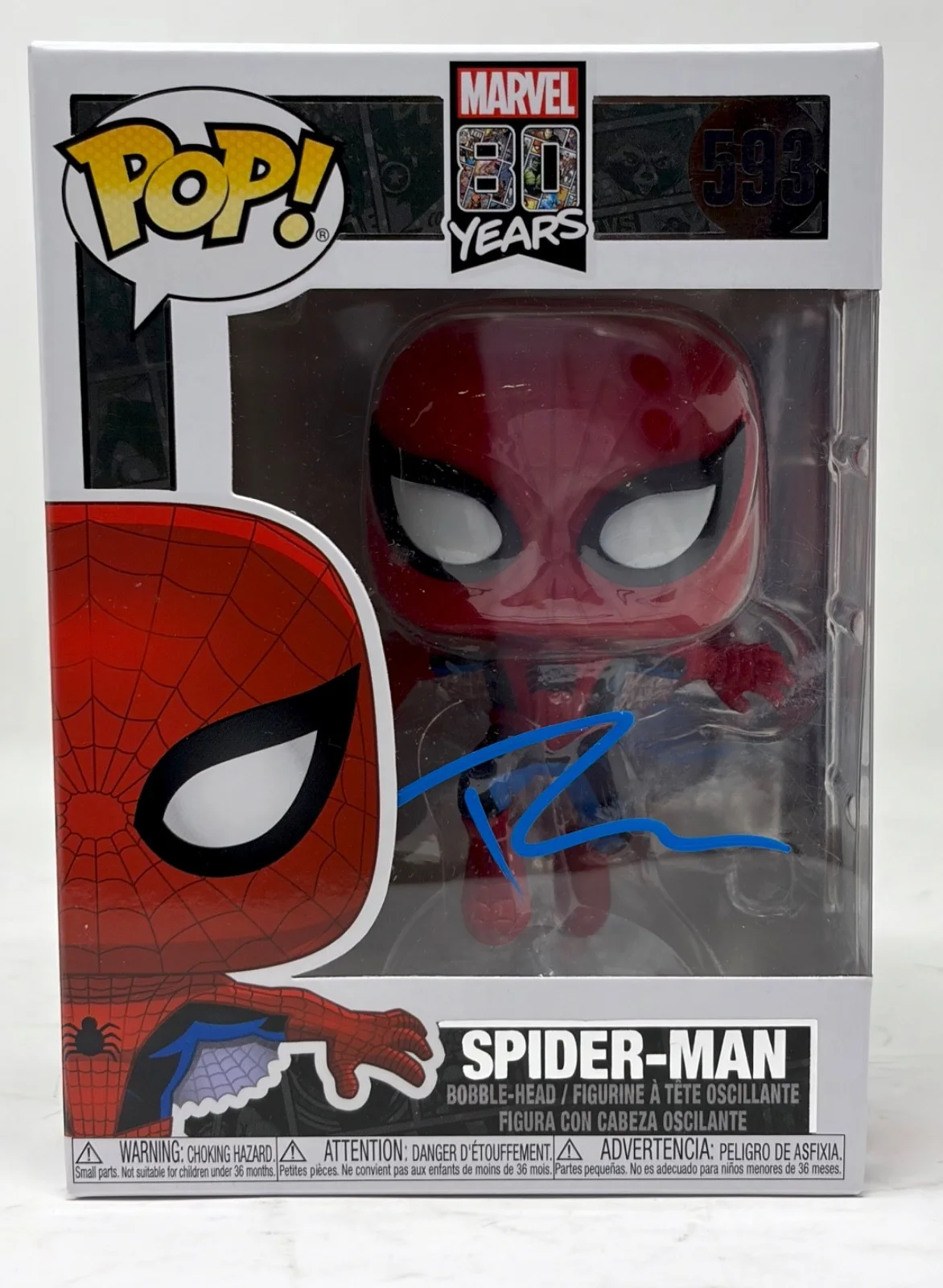 Tobey Maguire — Tobey Maguire Signed Autograph Spider-Man Funko Pop #593 Marvel 80 Years JSA COA, image 2