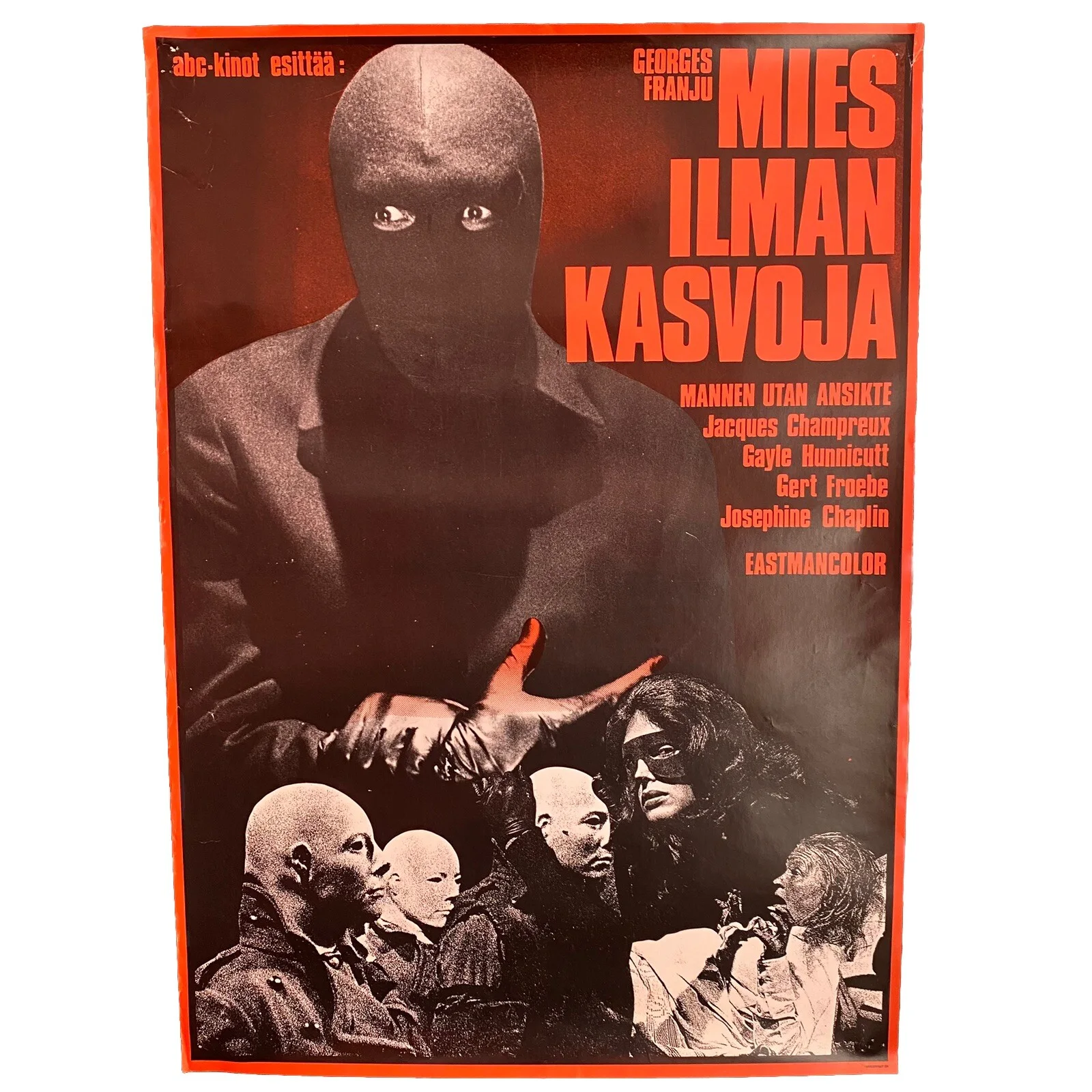 Horror Original Movie Poster MAN WITHOUT FACE Finland Mies Inman Kasvoja Vtg 80s, изображение 4