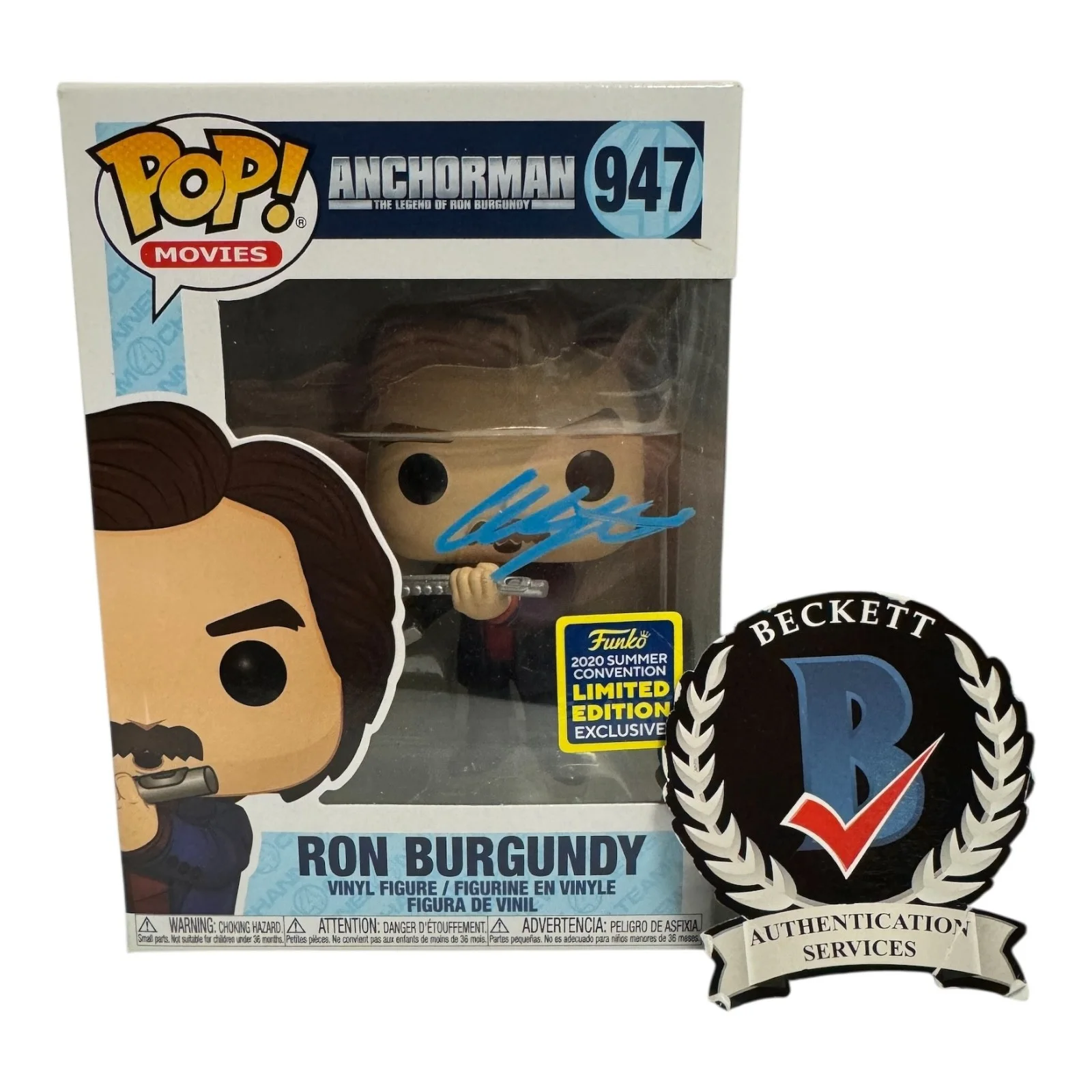 Will Ferrell — Will Ferrell Signed Autograph Anchorman Funko Pop 947 BAS Ron Burgundy