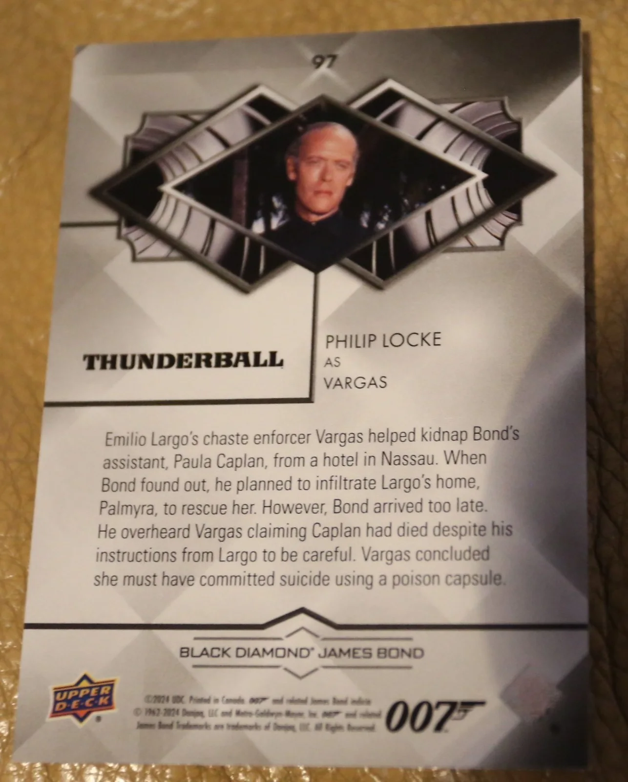 JAMES BOND NUMBER 171 of 199 PHILIP LOCKE AS VARGAS BLACK DIAMOND TRADING CARD, изображение 2