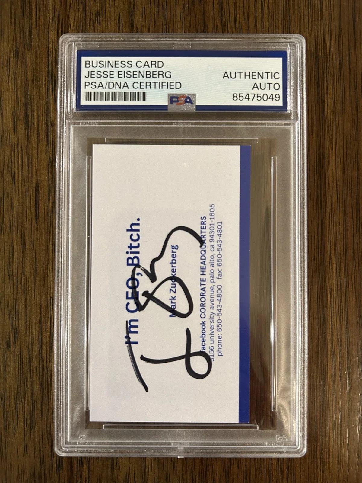 Jesse Eisenberg — Jesse Eisenberg The Social Network Signed Facebook Business Card Mark Zuckerberg, image 2