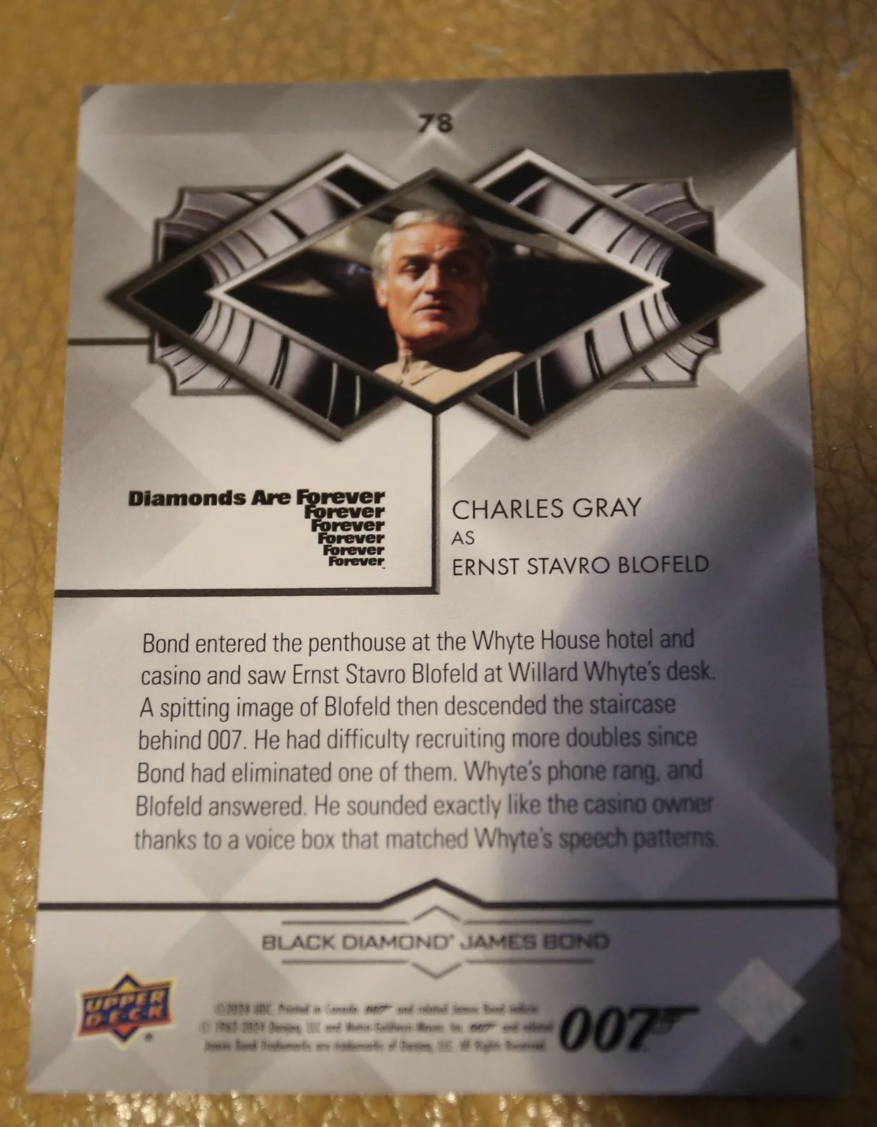 JAMES BOND NUMBER 166 of 199 CHARLES GRAY AS BLOFELD BLACK DIAMOND TRADING CARD, изображение 2