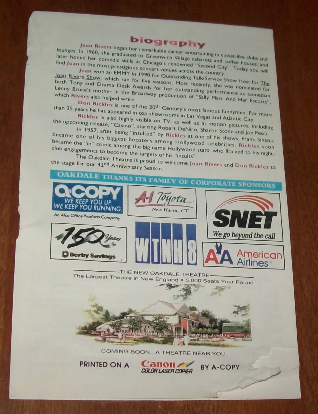 Don Rickles Autographed Tonight Pamphlet, image 3