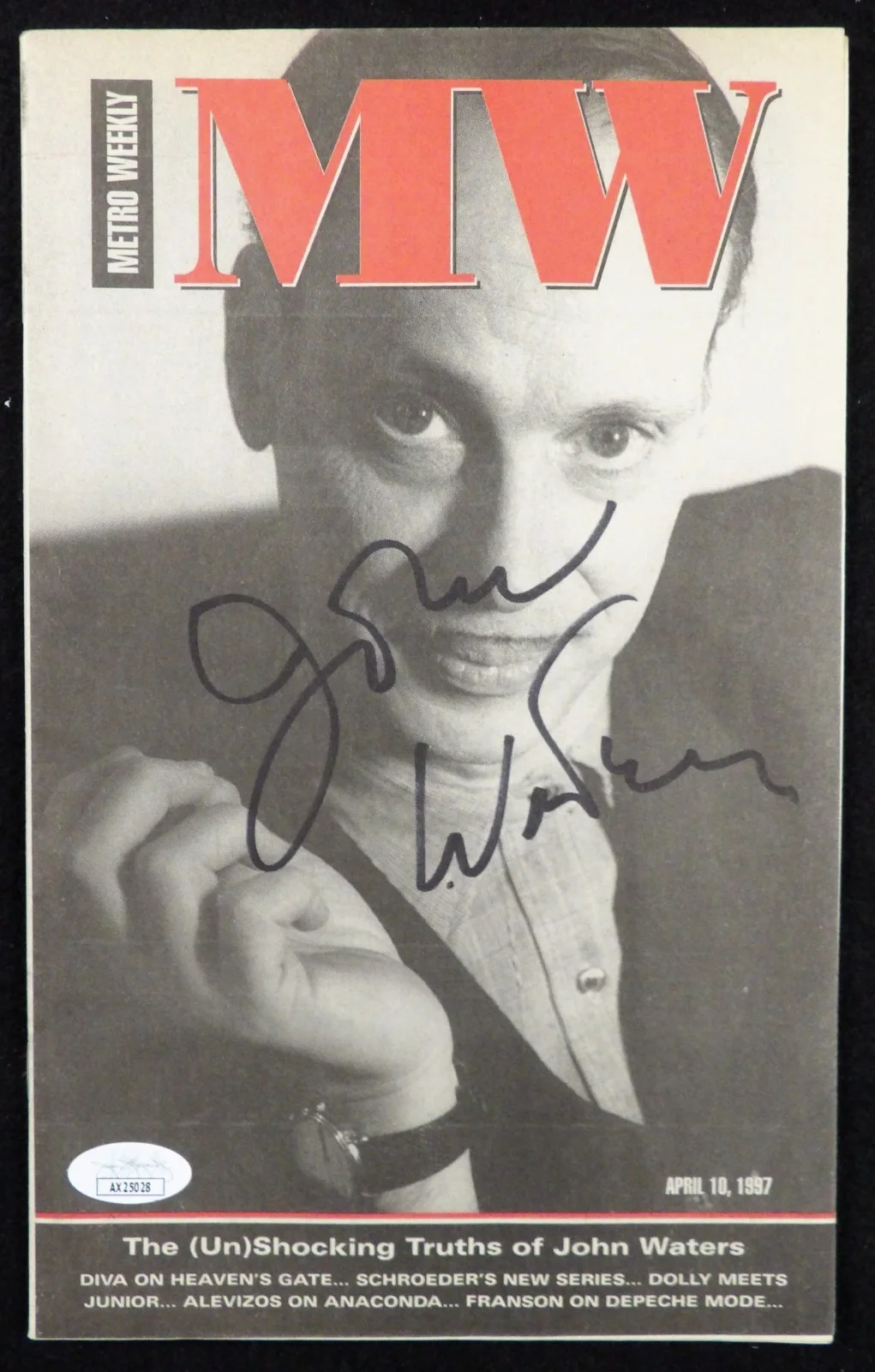 John Waters — John Waters Actor Filmmaker Signed Metro Weekly Magazine JSA Authenticated