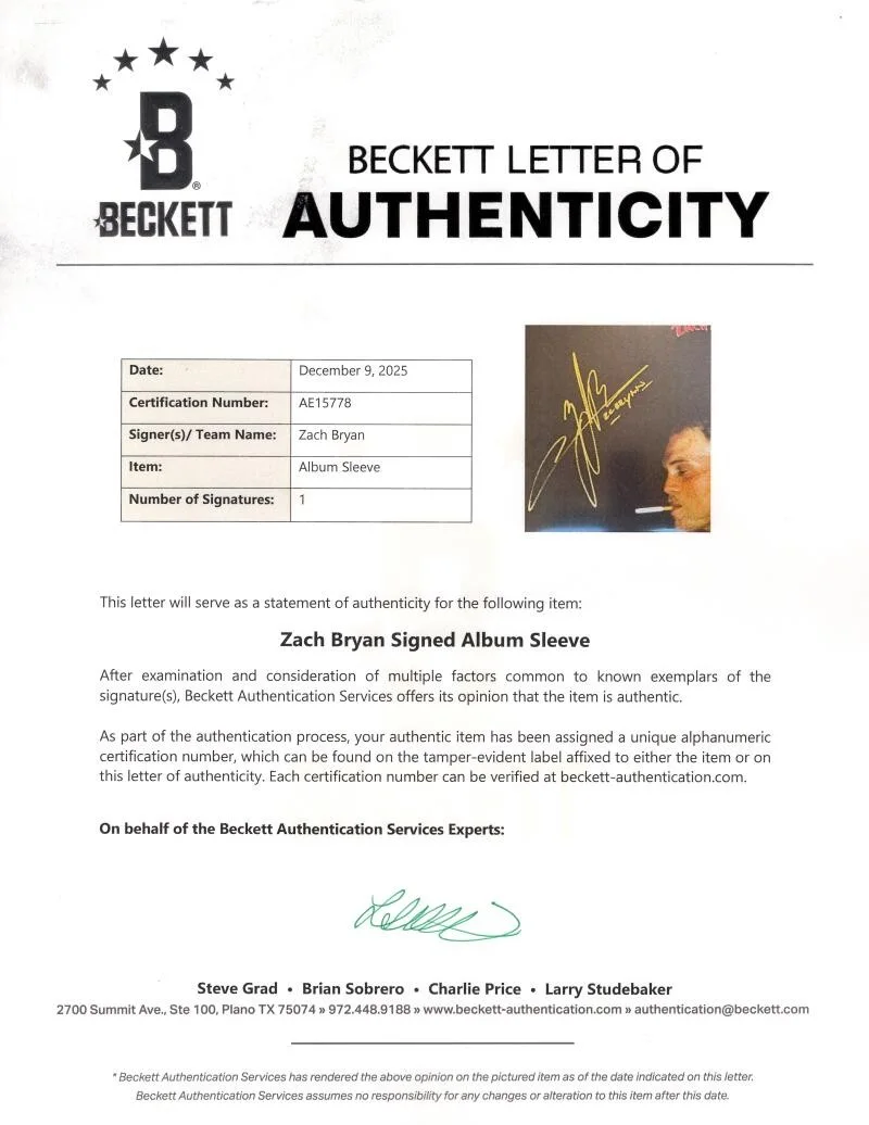 Zach Bryan — Zach Bryan Signed Autograph Album Vinyl Record - Country Music Star Beckett COA, изображение 4