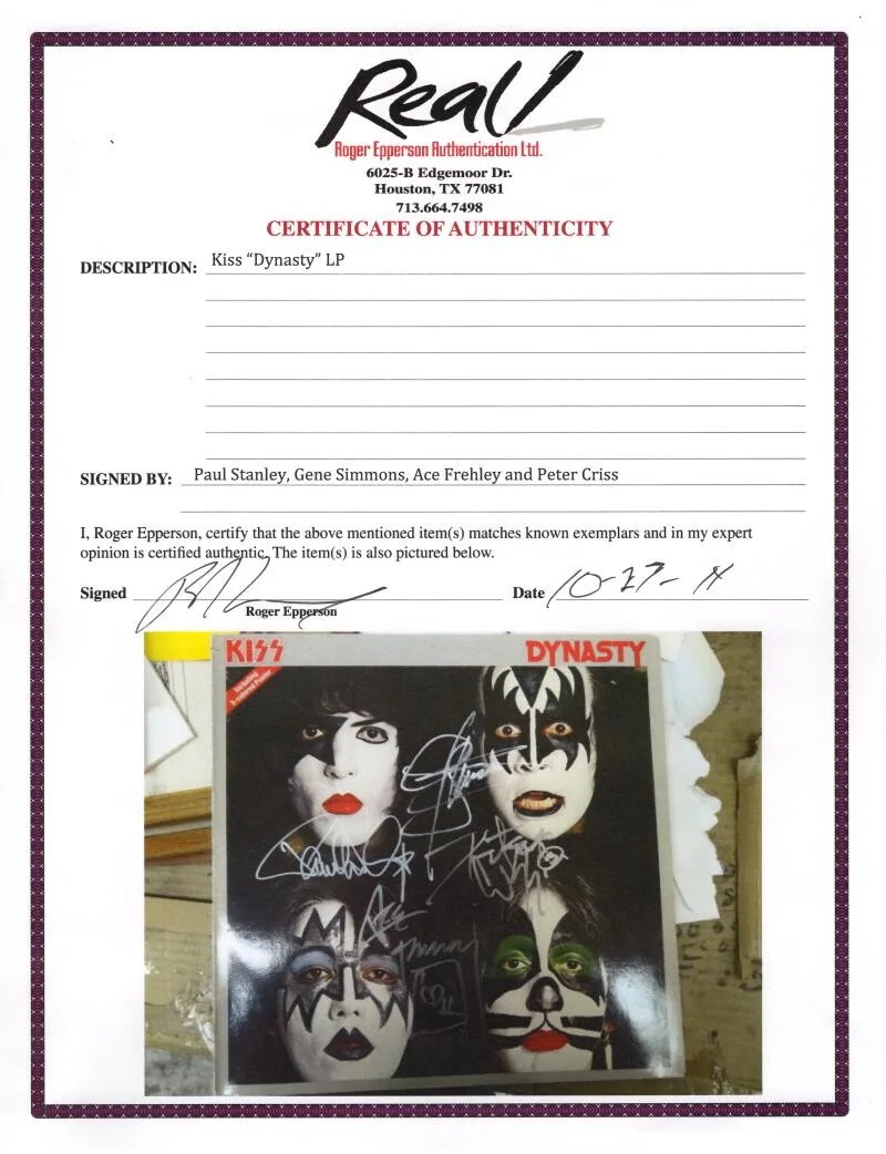 Peter Criss, Ace Frehley, Gene Simmons, Paul Stanley — Kiss Full Band Signed Autograph Dynasty Album Record Gene Ace Paul Peter JSA COA, изображение 4
