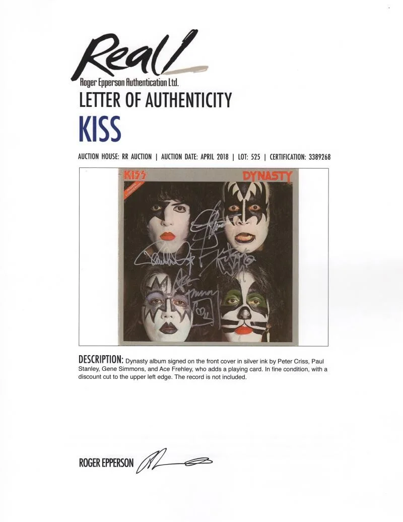 Peter Criss, Ace Frehley, Gene Simmons, Paul Stanley — Kiss Full Band Signed Autograph Dynasty Album Record Gene Ace Paul Peter JSA COA, изображение 5