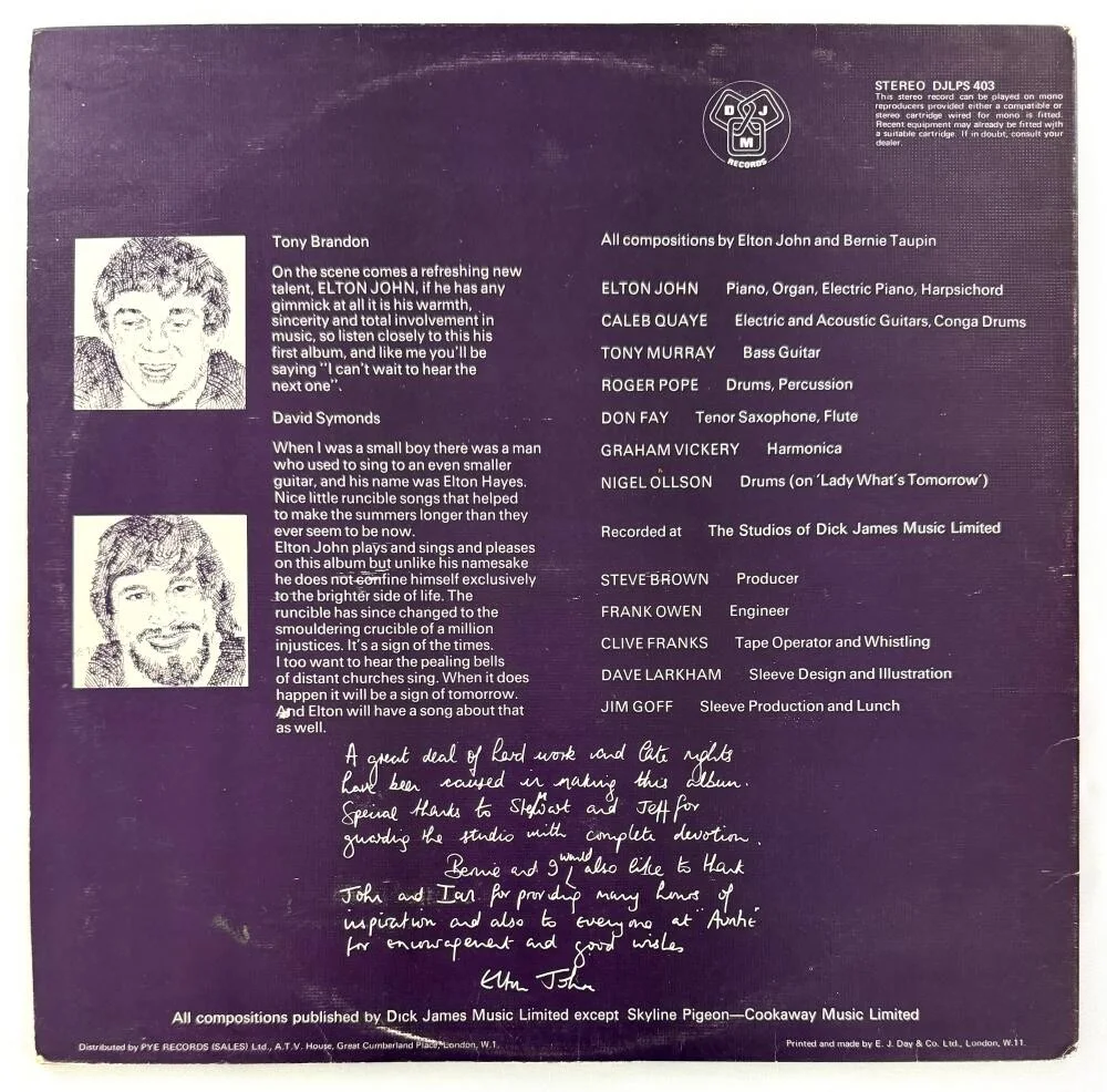 Elton John — Elton John Signed Autograph Empty Sky Album Vinyl Record LP w/ JSA COA, изображение 2