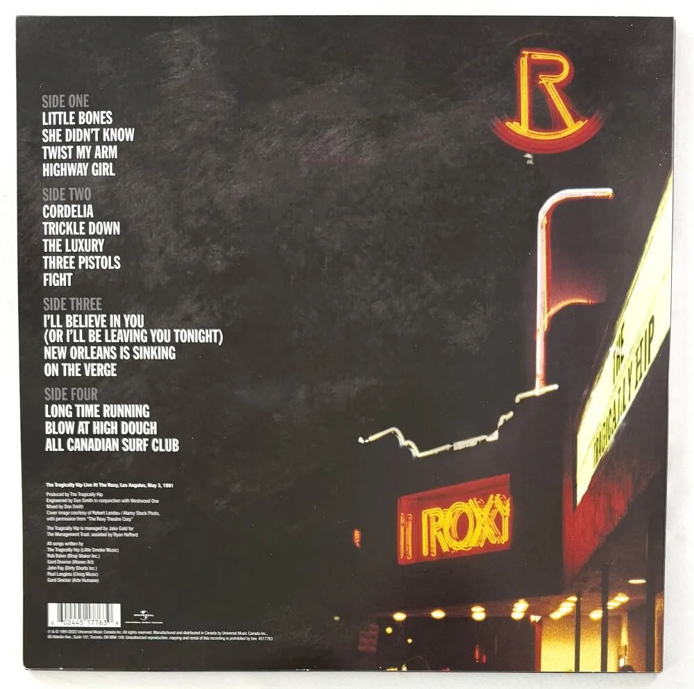 Rob Baker, Johnny Fay, Paul Langlois, Gord Sinclair — The Tragically Hip Band Signed Autograph Live at the Roxy Album Record JSA COA, image 2