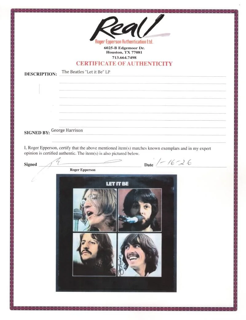 George Harrison — George Harrison The Beatles Signed Autograph Album Record LP - Let It Be JSA COA, изображение 5