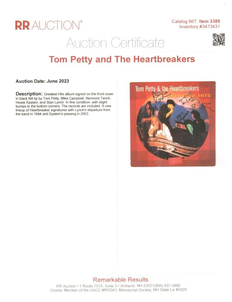 Mike Campbell, Howie Epstein, Stan Lynch, Tom Petty, Benmont Tenc — Tom Petty & the Heartbreakers x5 Signed Autograph Greatest Hits Album Record JSA, изображение 5