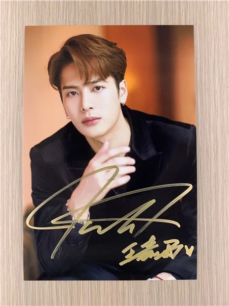 6" Jackson Wang/王嘉尔 Hand Signed Autographed Photo Autographs Collection Original, изображение 2