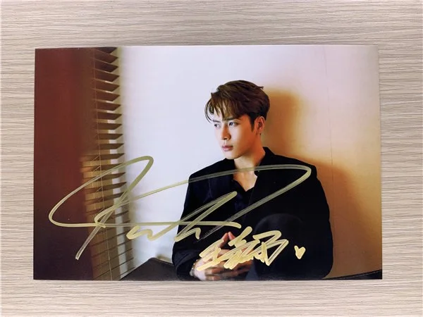 6" Jackson Wang/王嘉尔 Hand Signed Autographed Photo Autographs Collection Original, изображение 5