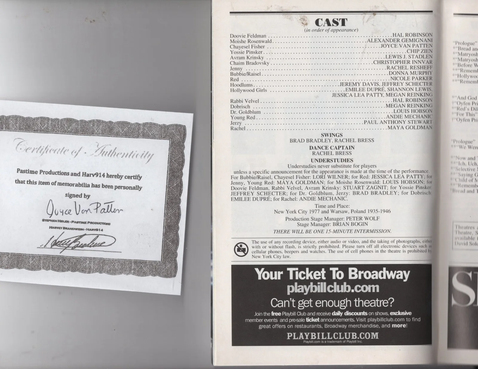 THE PEOPLE IN THE PICTURE PLAYBILL SIGNED BY JOYCE VAN PATTEN AUTOGRAPHED x, image 2