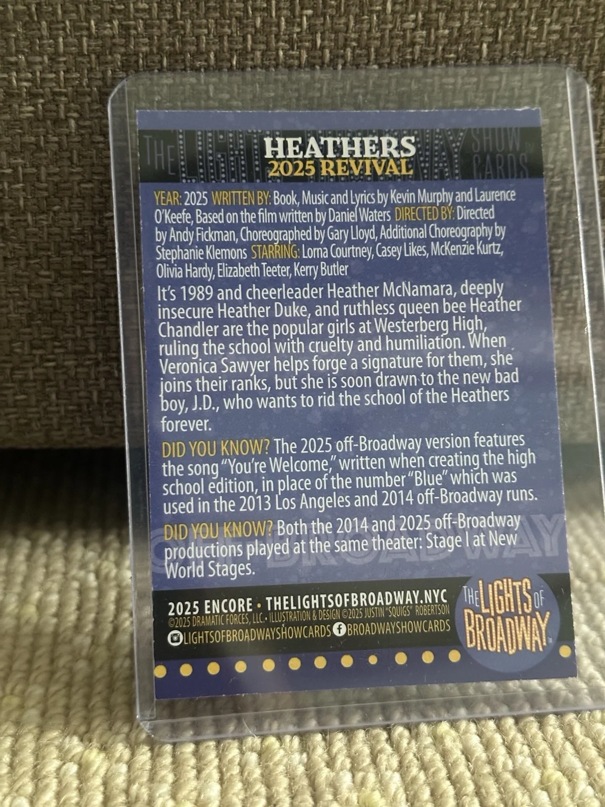Heathers The Musical Signed Lights Of Broadway Card, изображение 2