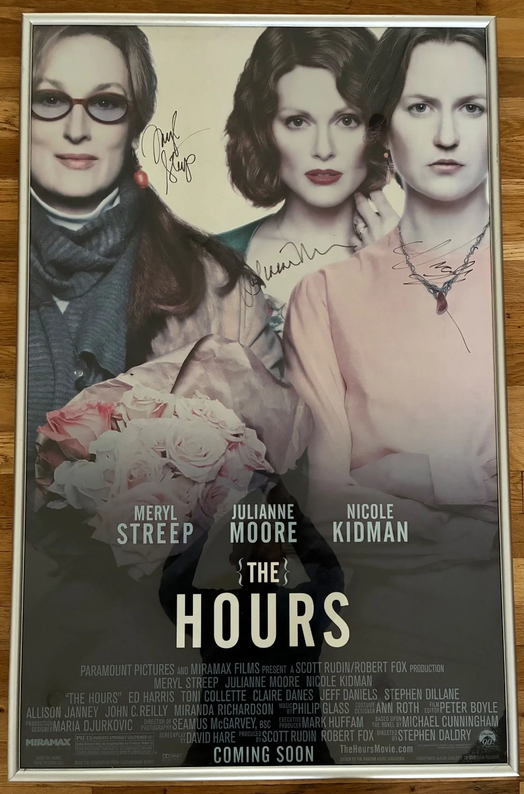Nicole Kidman, Meryl Streep & Julianne Moore — THE HOURS Signed Movie Poster 39x25 STREEP KIDMAN MOORE Triple Autograph Framed