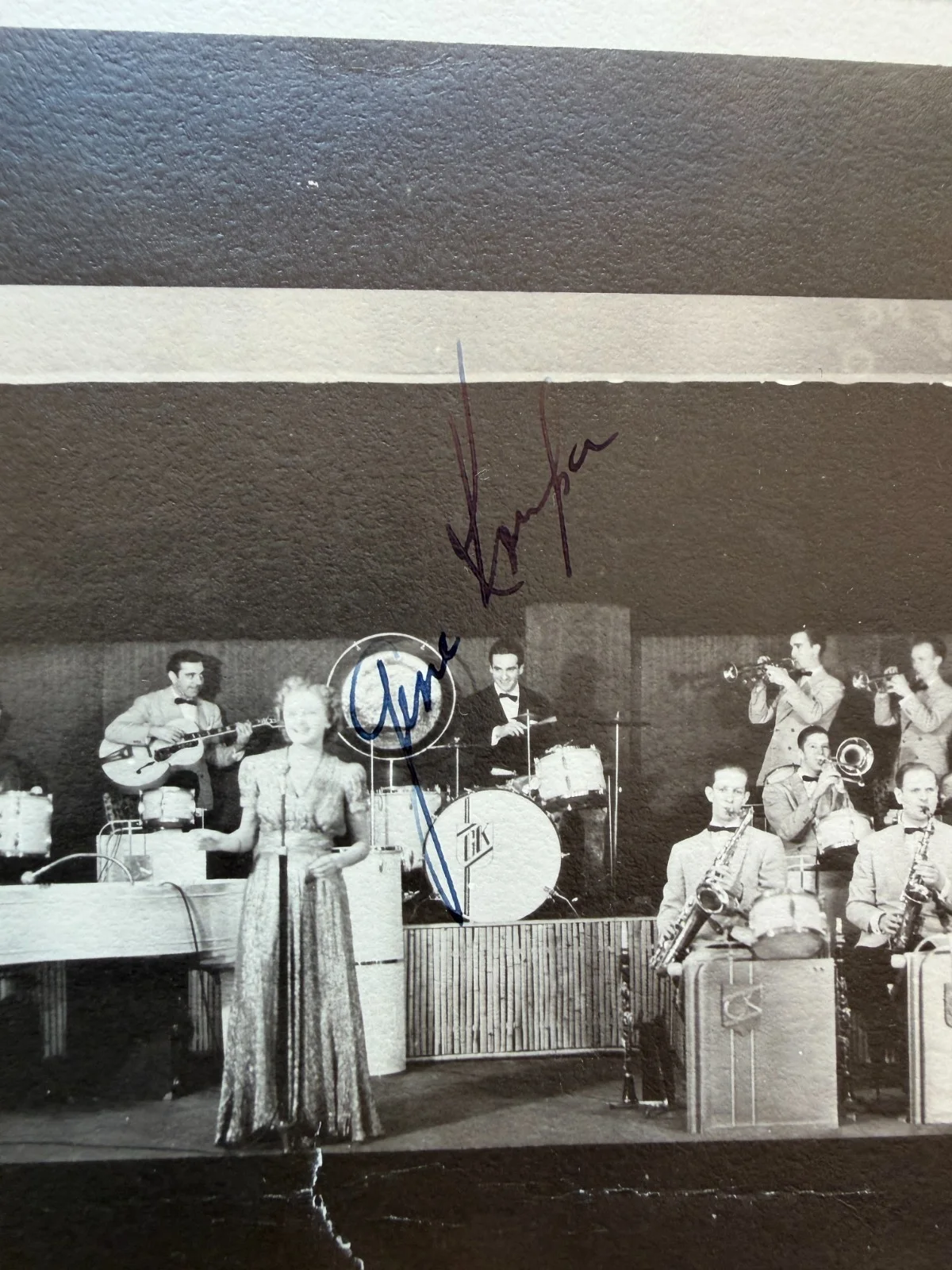 Jazz / Drum god GENE KRUPA signed circa 1930s photograph with his band, image 2