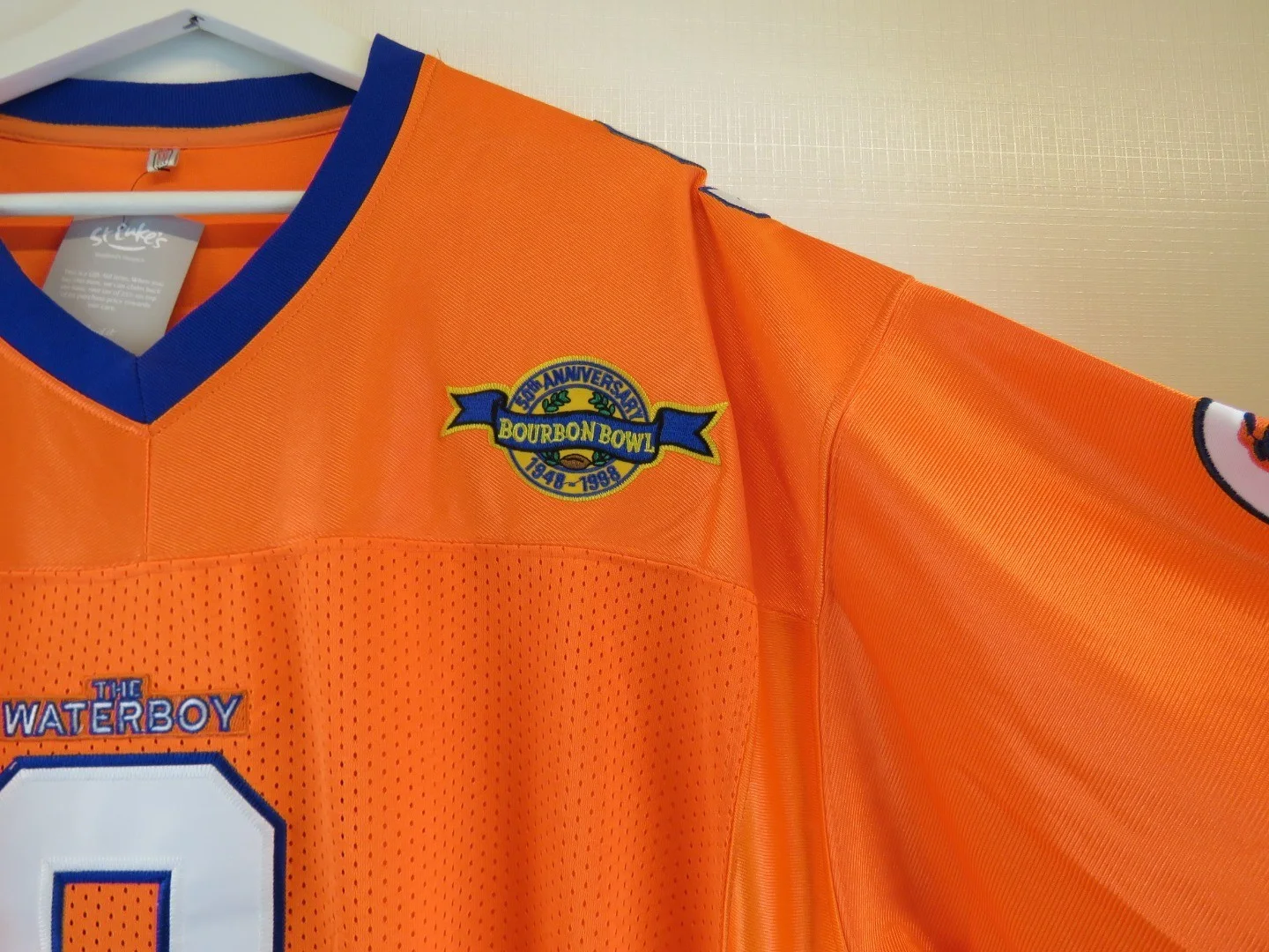 The Waterboy Bobby Boucher #9 Bourbon Bowl 50th Anniversary Jersey Orange, image 3