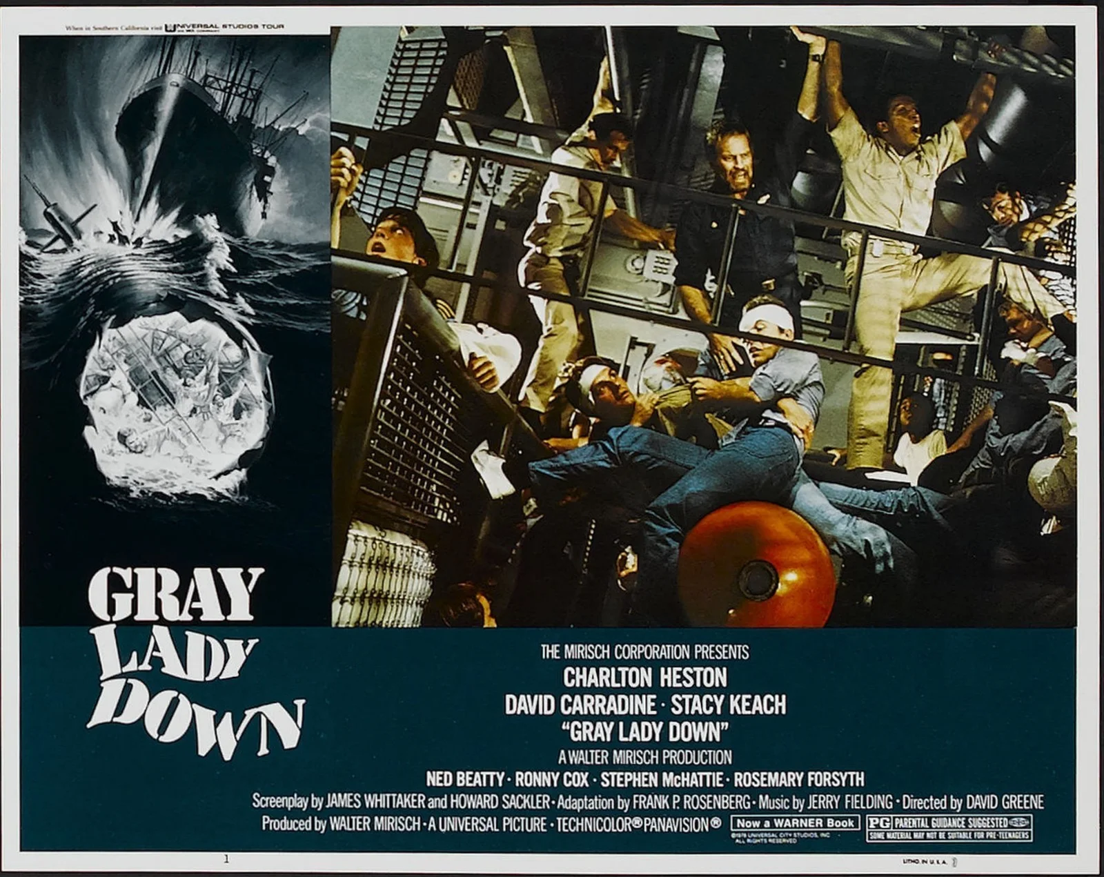 GRAY LADY DOWN 1978 Charlton Heston David Carradine 3 LOBBY CARDS, изображение 2