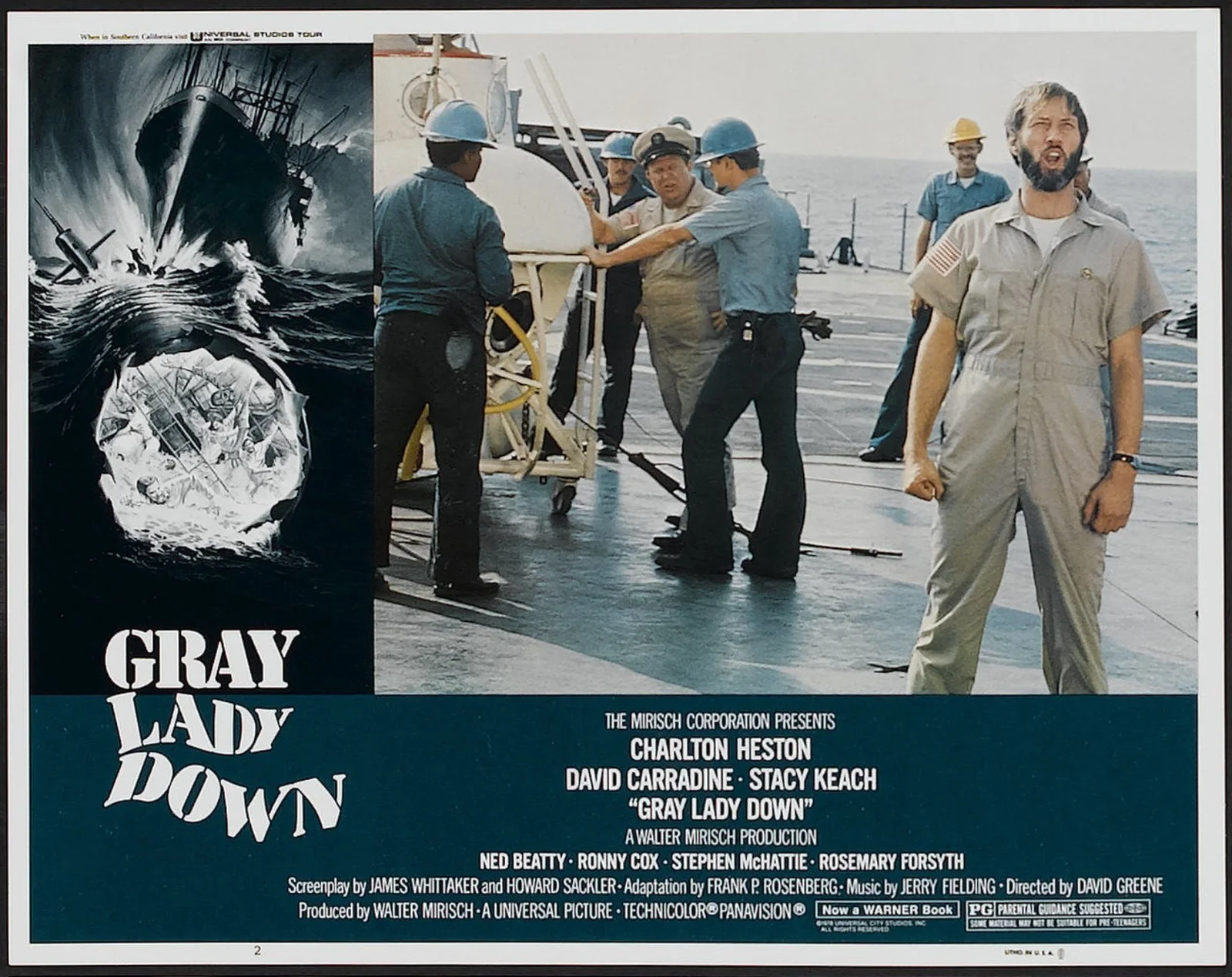 GRAY LADY DOWN 1978 Charlton Heston David Carradine 3 LOBBY CARDS, изображение 3