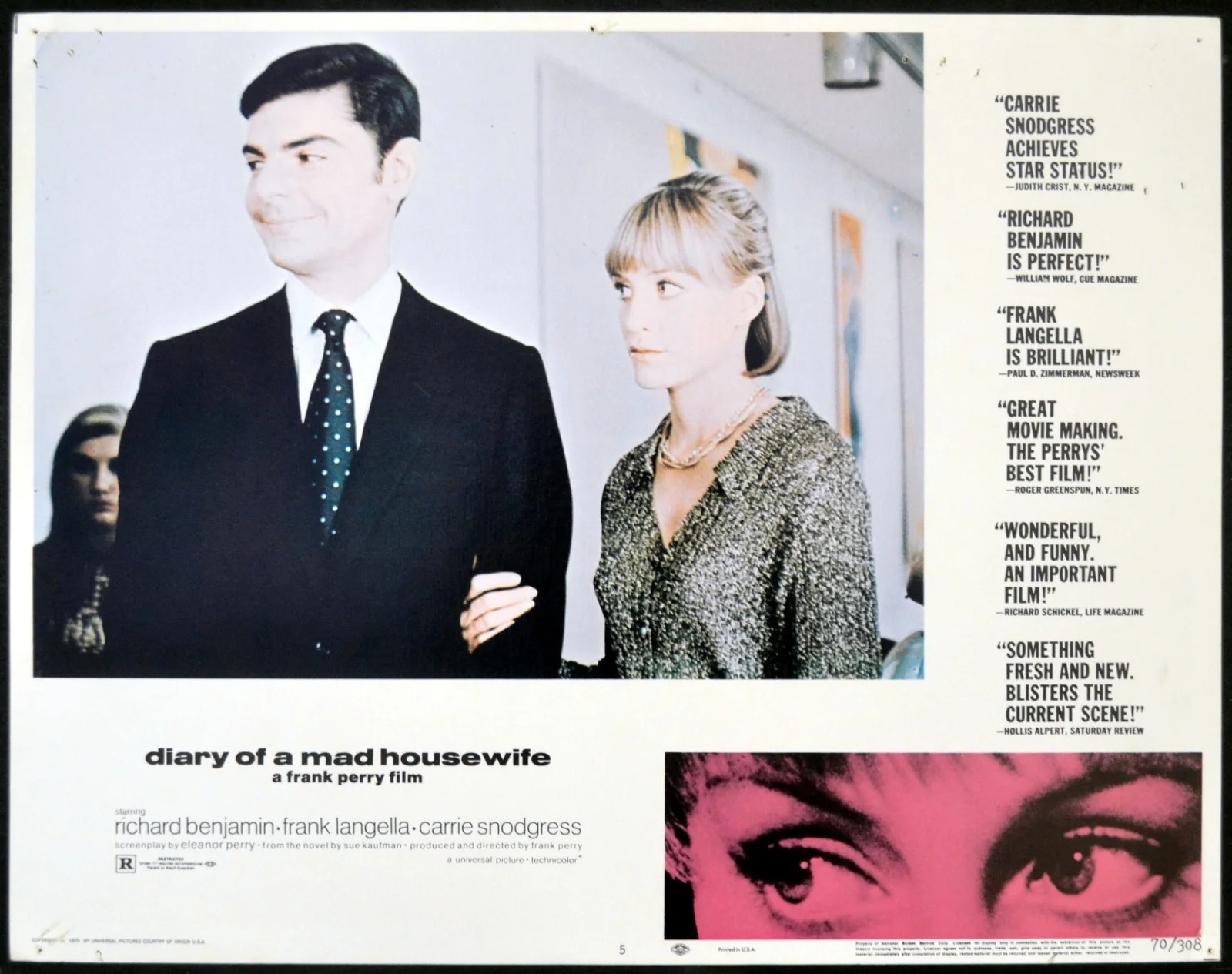 DIARY OF A MAD HOUSEWIFE 1970 Carrie Snodgress, Richard Benjamin 6 LOBBY CARDS, изображение 5